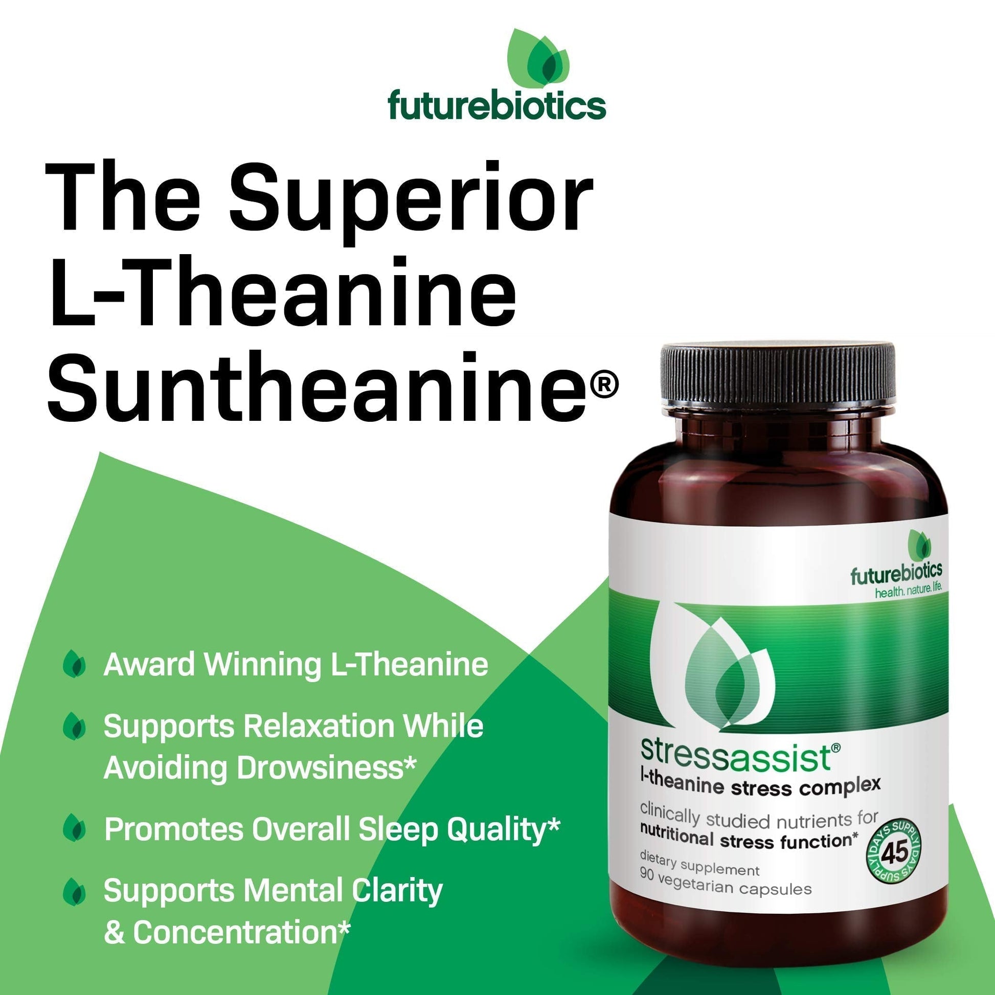 Futurebiotics Stressassist L-theanine Ashwagandha and Rhodiola Rosea Stress Complex - Natural Nutritional Stress Function, 90 Vegetarian Capsules FuturebioticsAu supplements