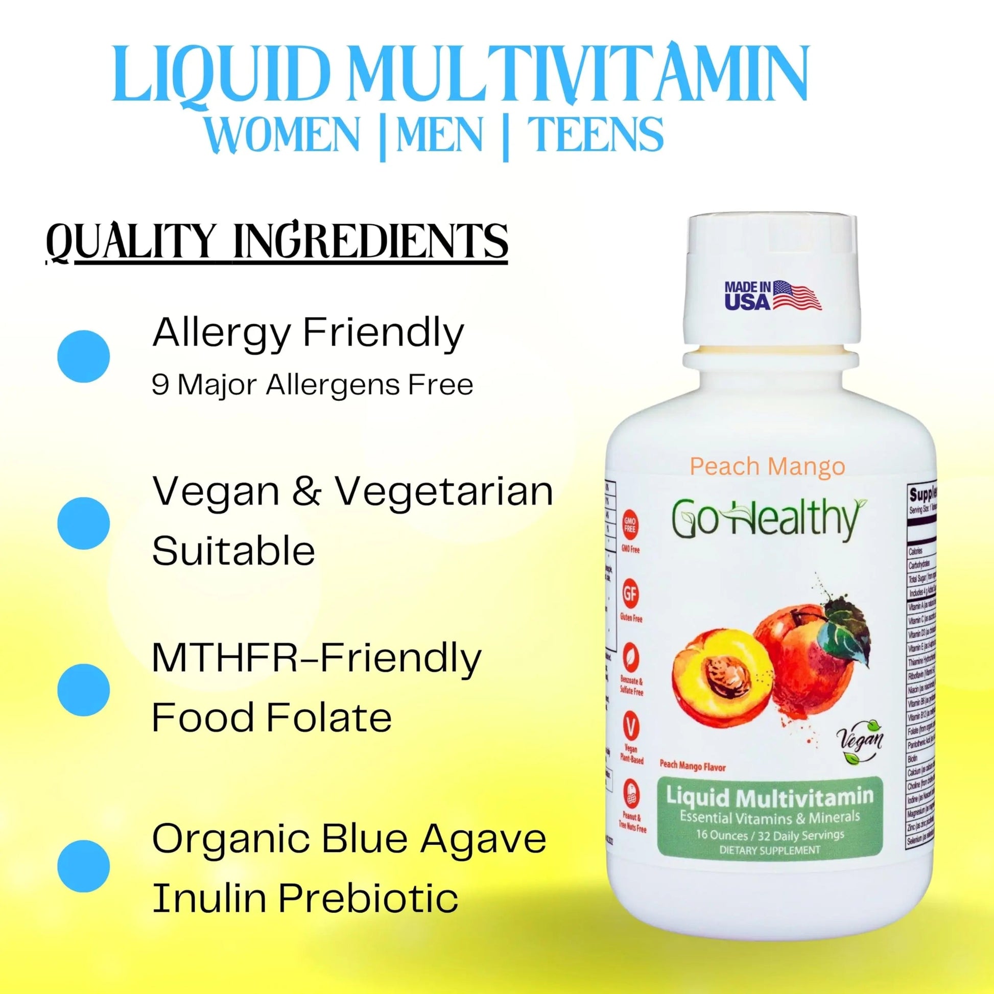 Go Healthy Liquid Vitamins for Women, Men, Teens | Vegan Vitamin & Mineral | High Absorption | Premium Liquid Multivitamin | Go Healthy NaturalAu supplements
