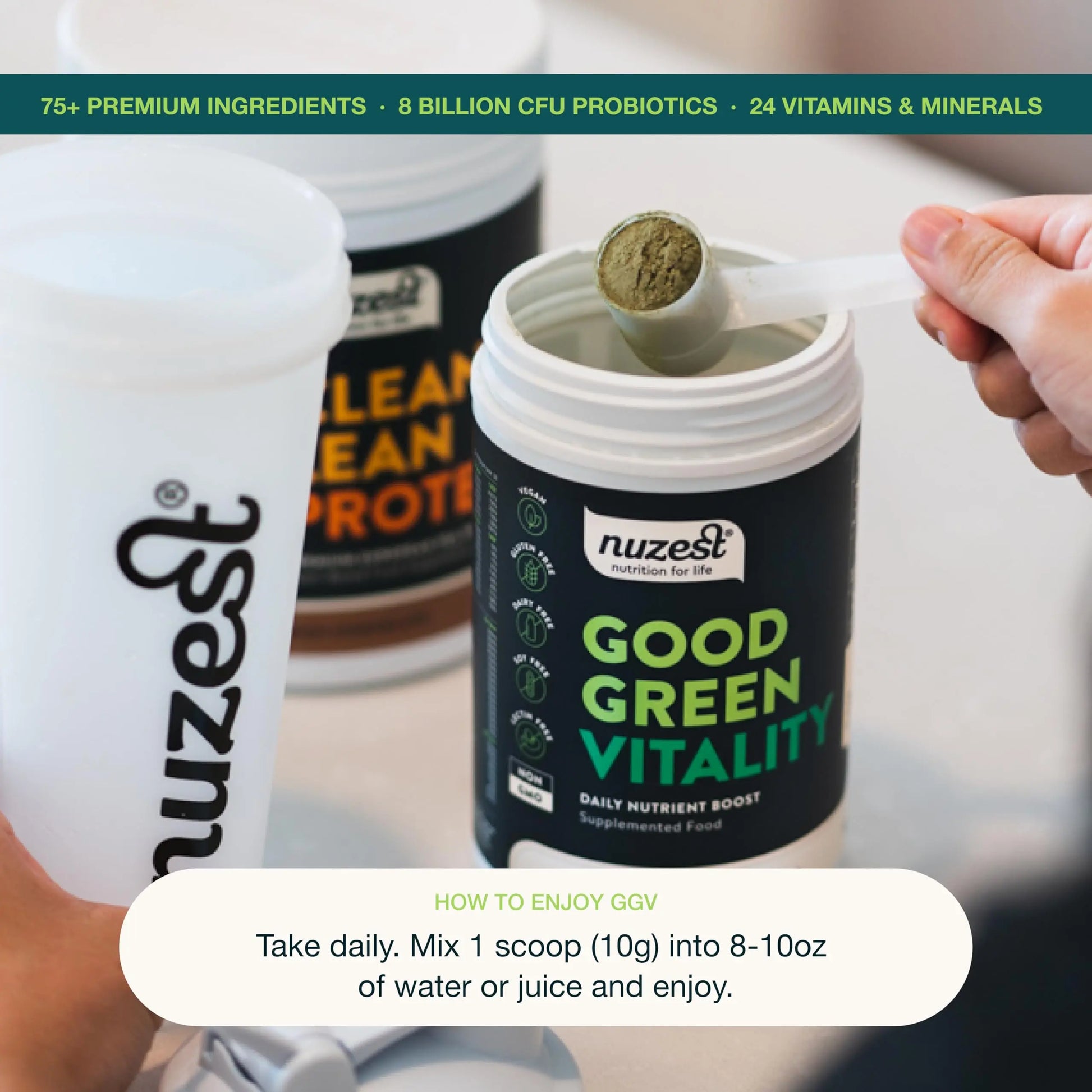 Nuzest Greens Powder Good Green Vitality – Vitamins, Minerals & Superfoods – Vegan Multivitamin Supplement (300g) Nuzestnz supplements