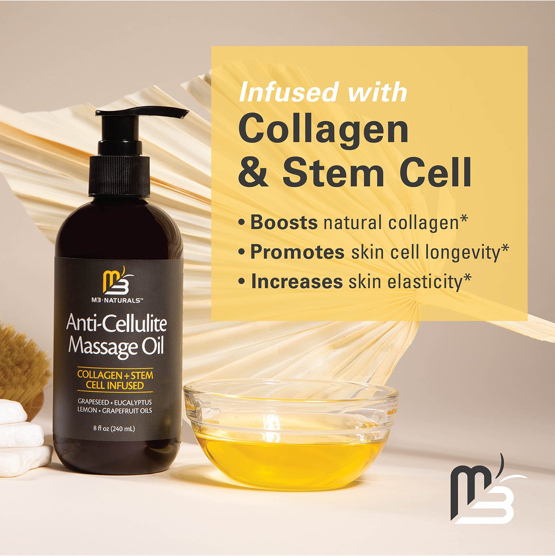 Anti Cellulite Massage Oil for Massage Therapy - Collagen and Stem Cell Skin Tightening M3 NaturalsAu supplements