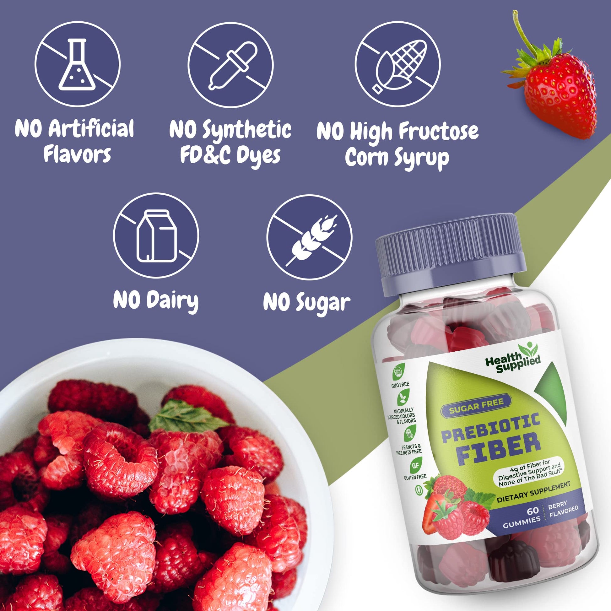 Fiber Prebiotic Gummies Sugar Free, Keto Friendly | Gut Cleansing, Digestive Health Regularity Health SuppliedAu supplements