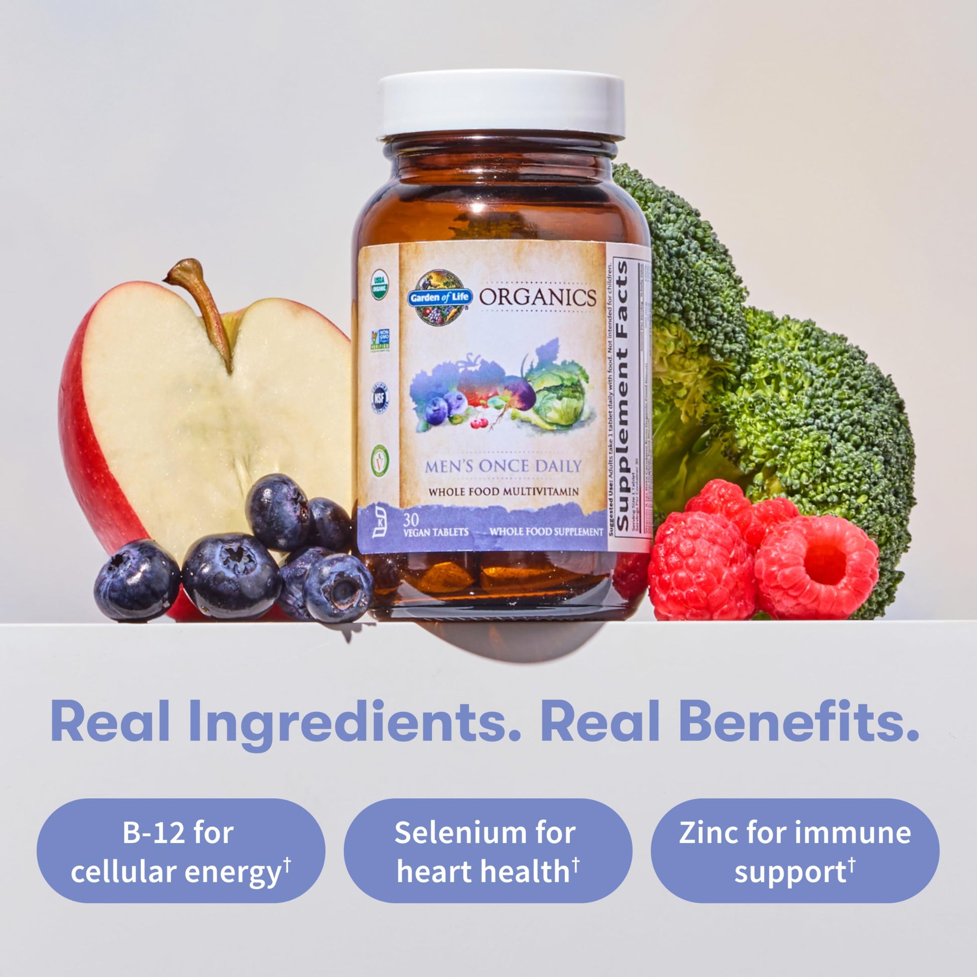 Garden of Life Once Daily Whole Food Multivitamin for Men, Organic Mens Vitamins & Minerals, Vitamin C, Zinc, Vegan, for Health & Well-Being, 60 Tablets Garden of LifeAu supplements