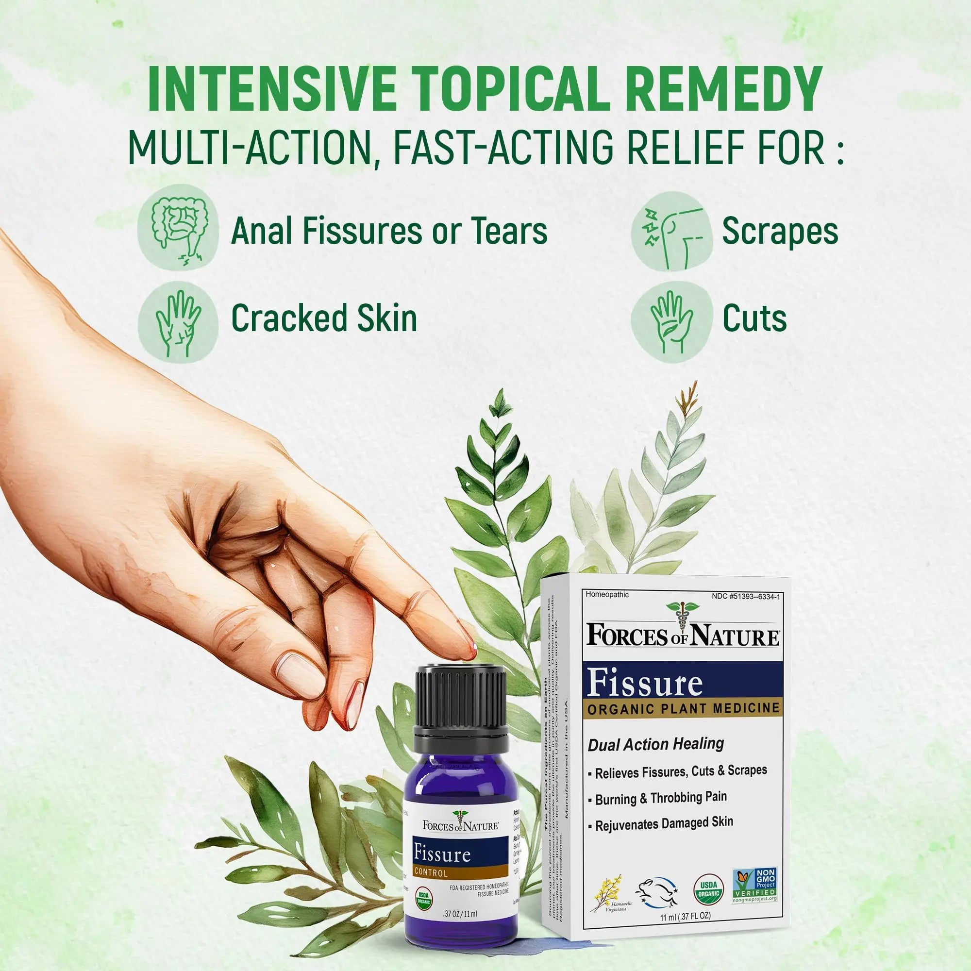 Forces of Nature Fissure Control, Organic Homeopathic Treatment with Witch Hazel for Anal Fissures, Hemorrhoid Related Irritation & Discomfort, Fast, Natural Topical Relief, 1 Fl Oz Forces of NatureAu supplements