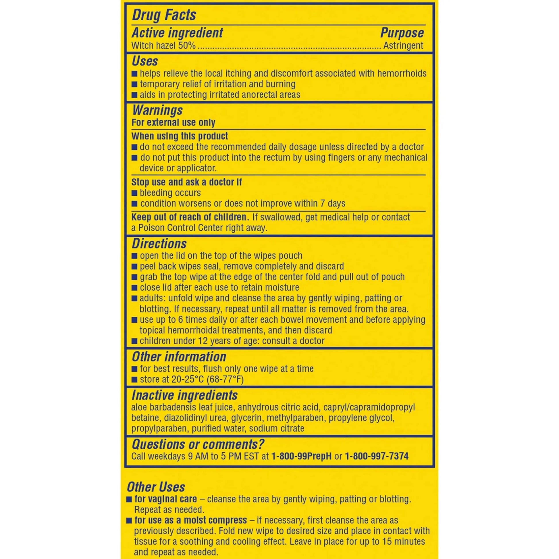 Preparation H Hemorrhoid Flushable Wipes with Witch Hazel for Skin Irritation Relief - 96 Count Preparation HAu supplements