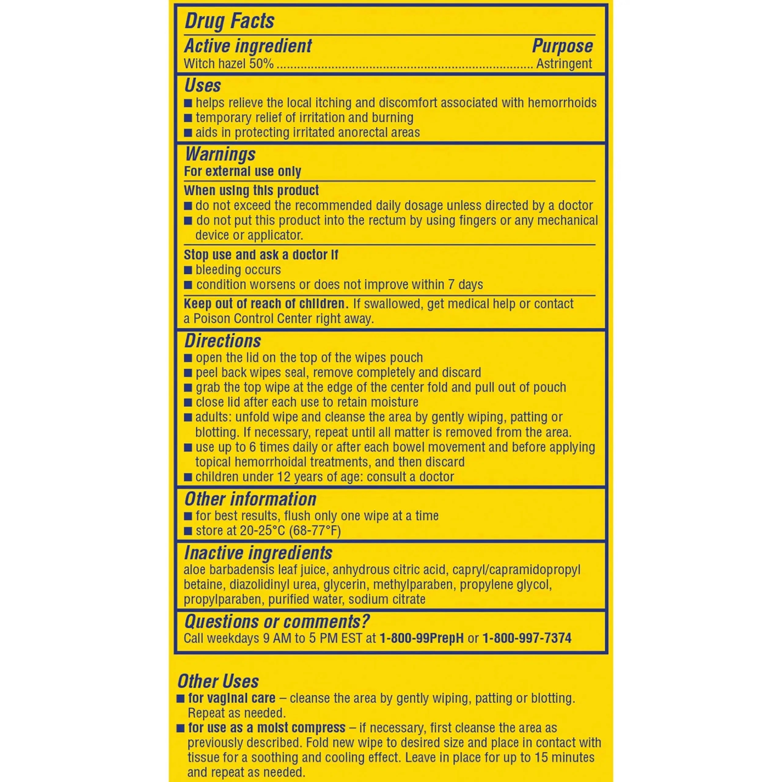 Preparation H Hemorrhoid Flushable Wipes with Witch Hazel for Skin Irritation Relief - 96 Count Preparation HAu supplements