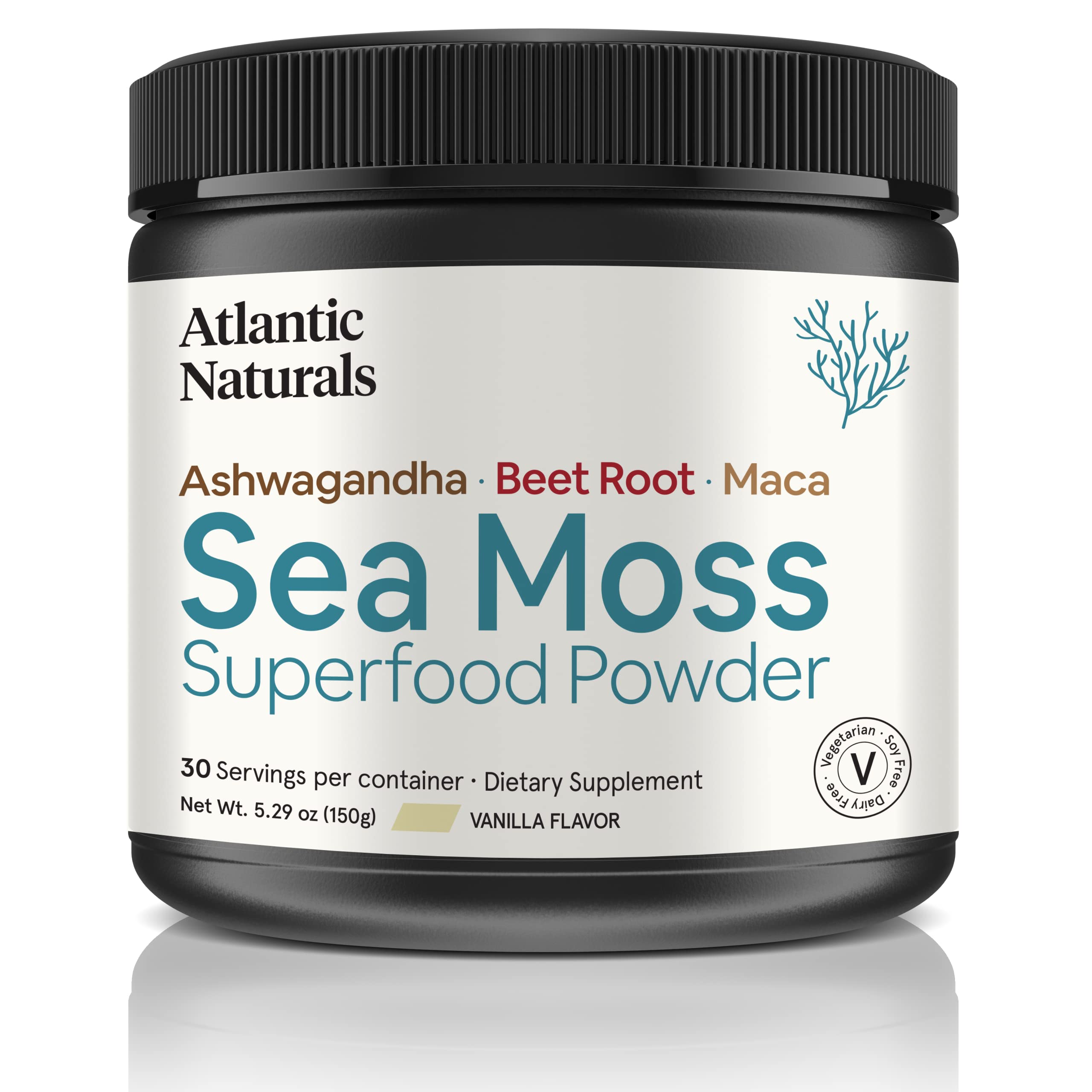 Organic Sea Moss Superfood Powder with Ashwagandha, Beet Root, and Maca Atlantic NaturalsUS supplements