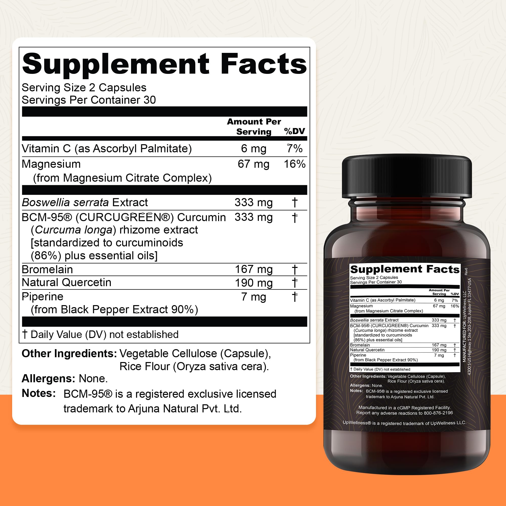 UpWellness Golden Revive + Joint Support Supplement Featuring Turmeric with Black Pepper, Quercetin, and Magnesium- Turmeric Boswellia Supplement - 6 Active Ingredients - 60 Capsules, 3 Pack UpWellnessAu supplements