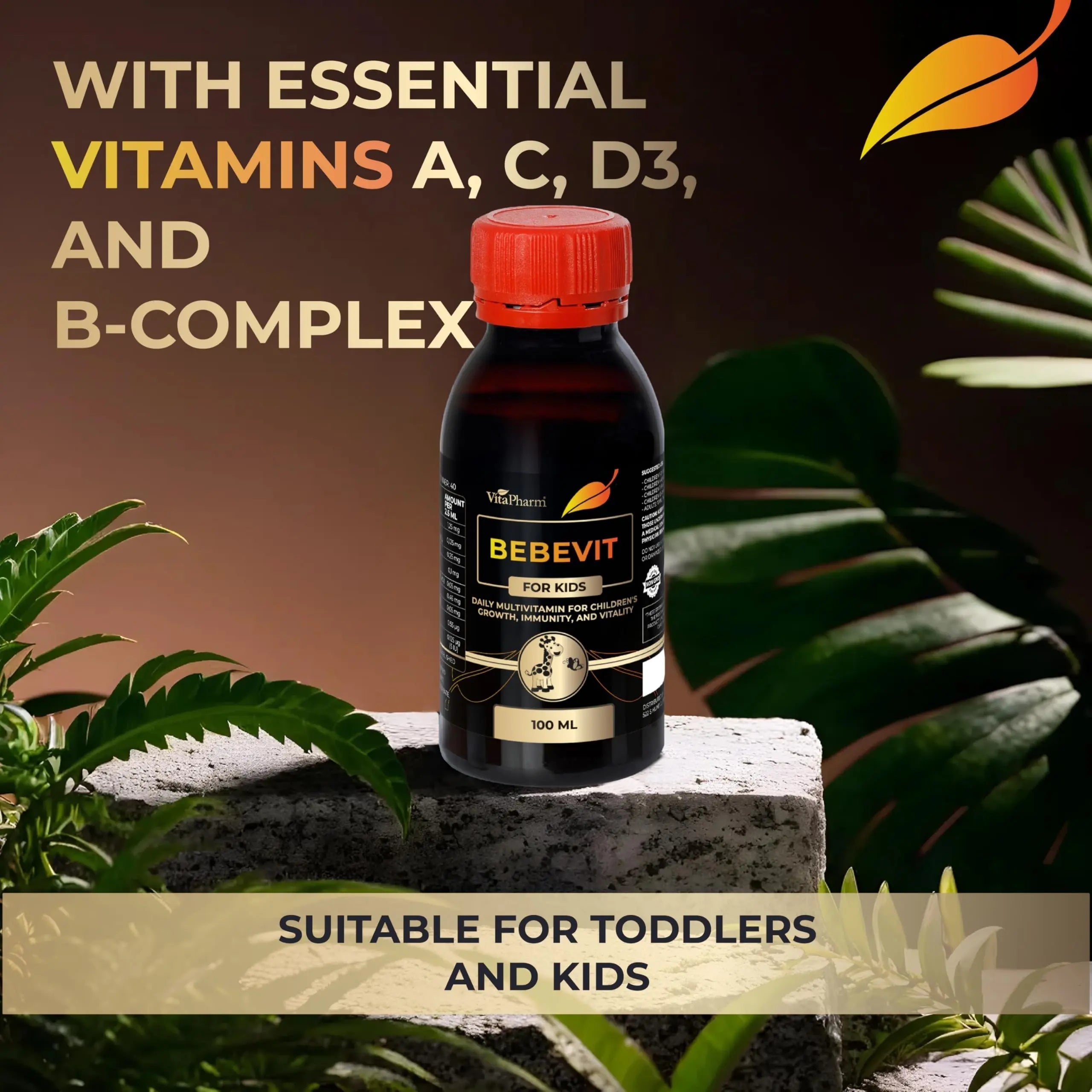 BEBEVIT Liquid Multivitamin for Kids – Sugar-Free & Non-GMO Formula with Vitamins A, C, D3, E, K2 & B-Complex – Daily Support for Growth, Immunity VitaPharmAu supplements