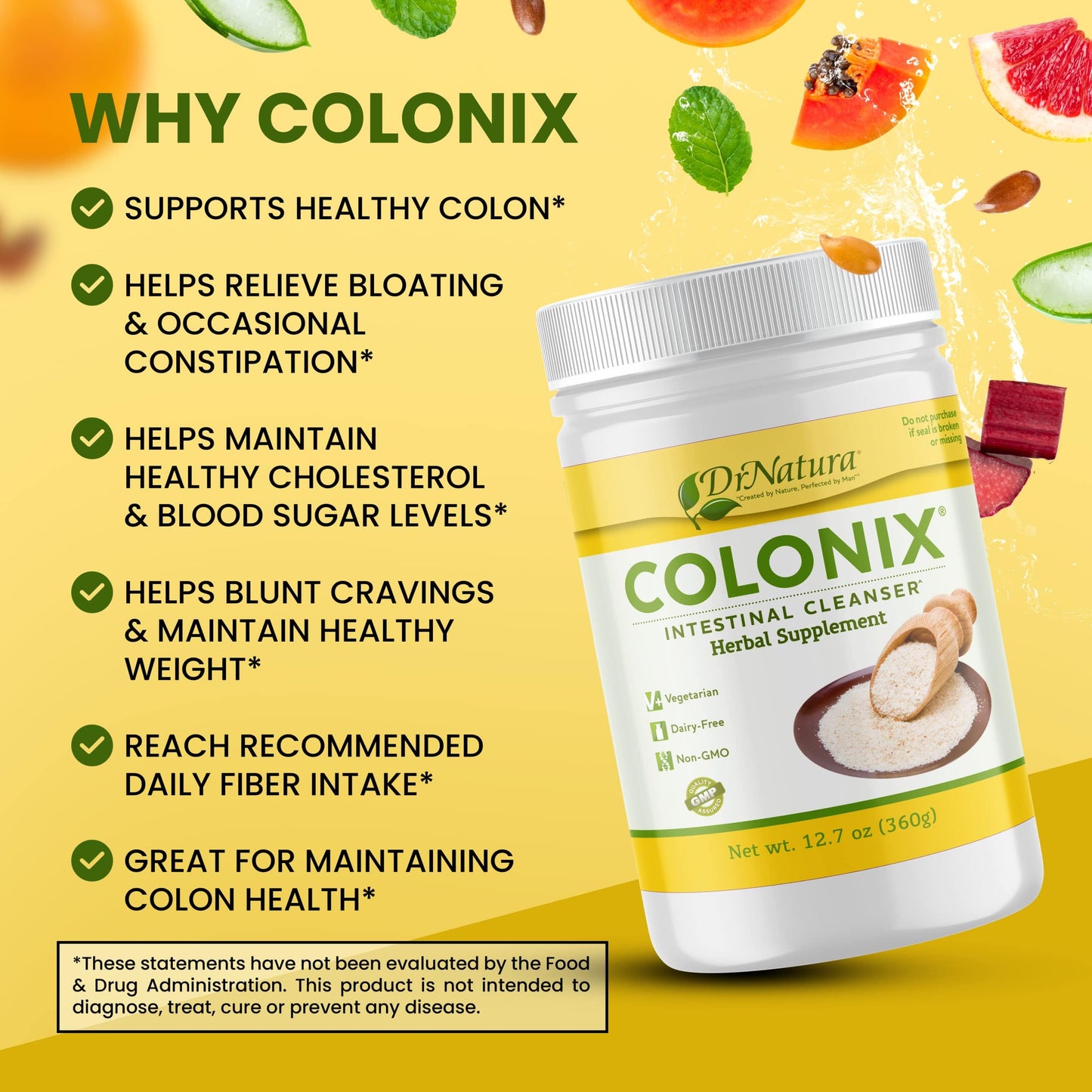 Dr Natura Colonix Intestinal Cleanser, All-Natural Daily Fiber, Colon Detox and Cleanse DrNaturaUS supplements