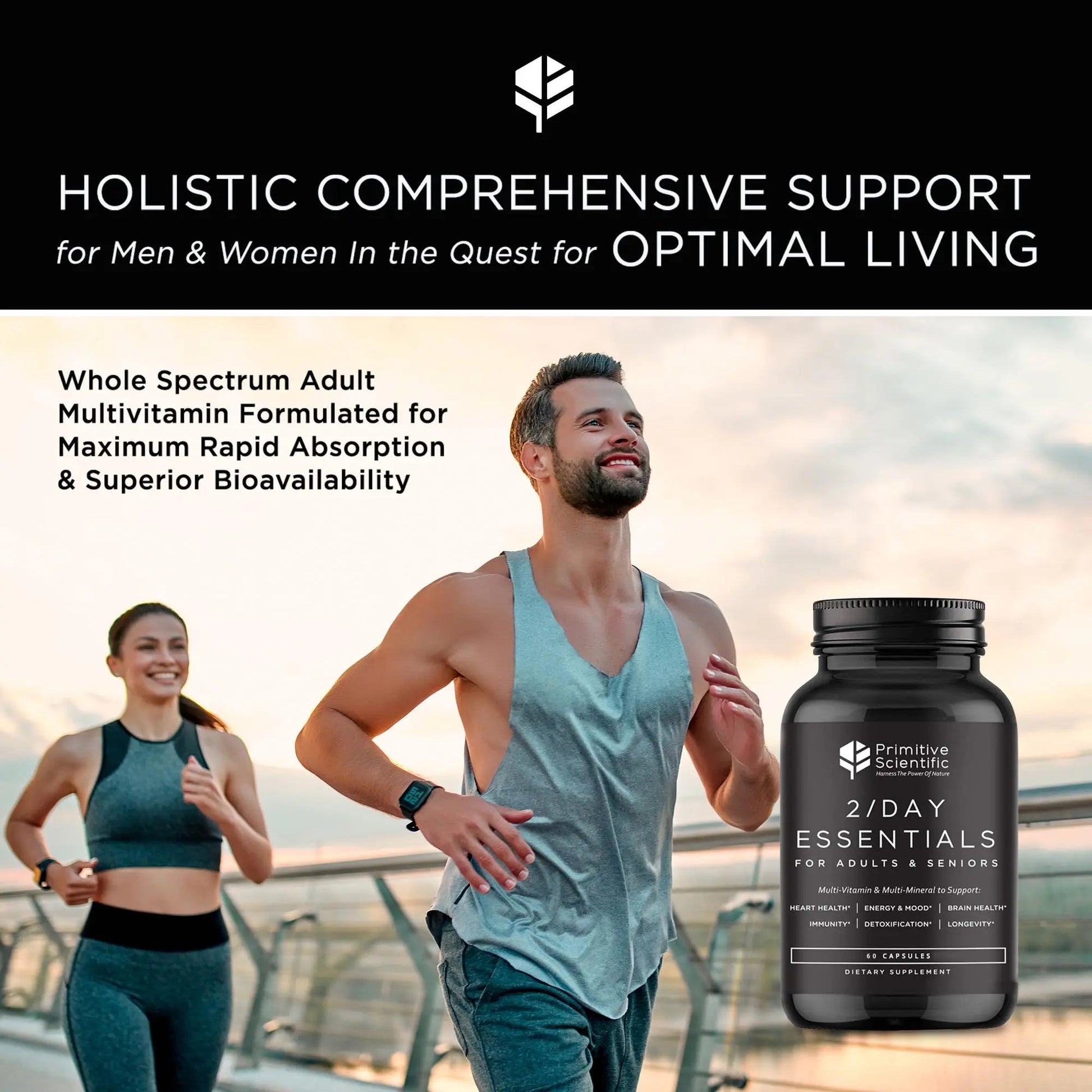 Primitive Scientific Whole Food Daily Essential Multivitamins for Adults and Seniors - 2X a Day - Vitamin A, C, D, E, B12 and Minerals Primitive ScientificAu supplements