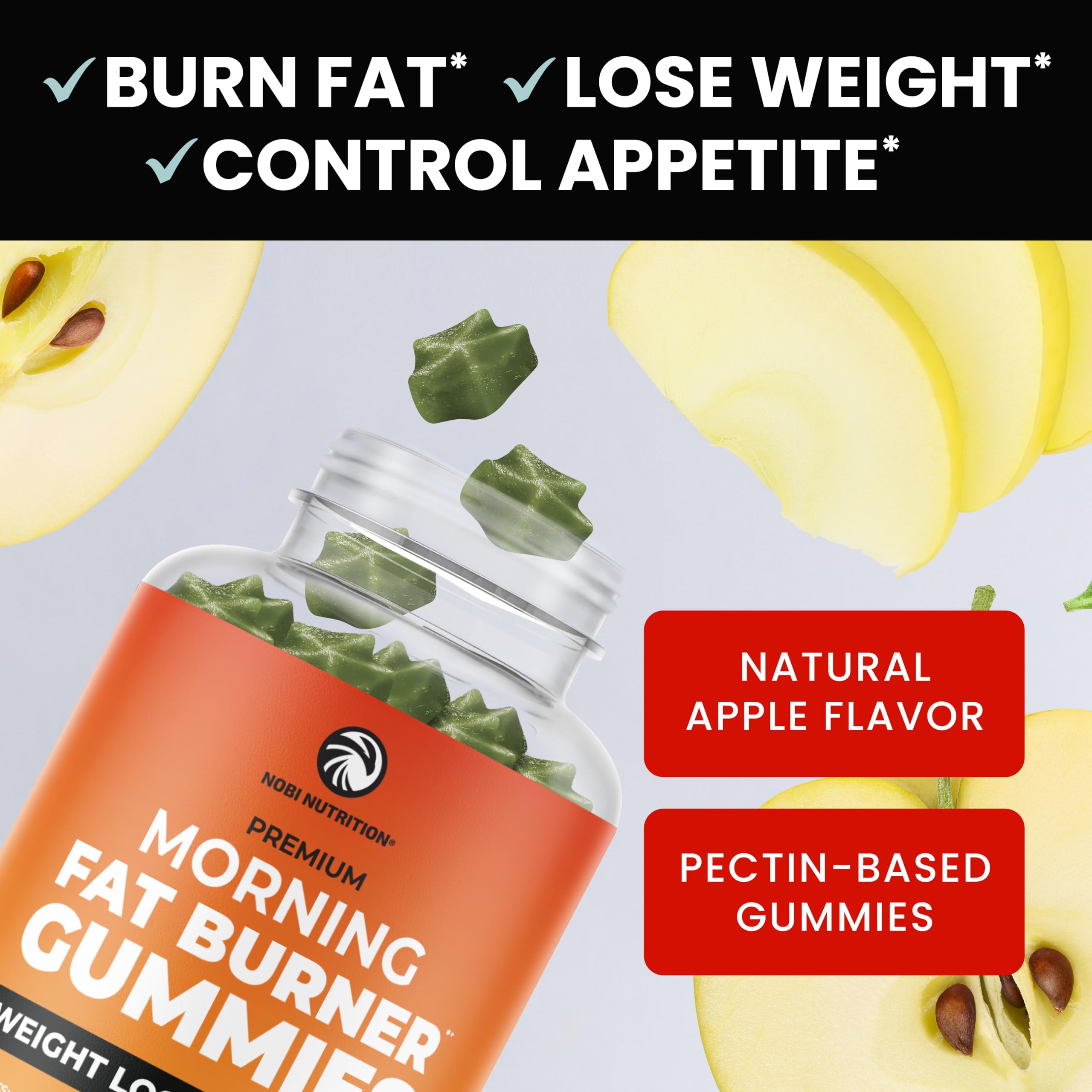 Morning Fat Burner Gummies for Weight Loss for Women & Men | Thermogenic Belly Nobi NutritionUS supplements