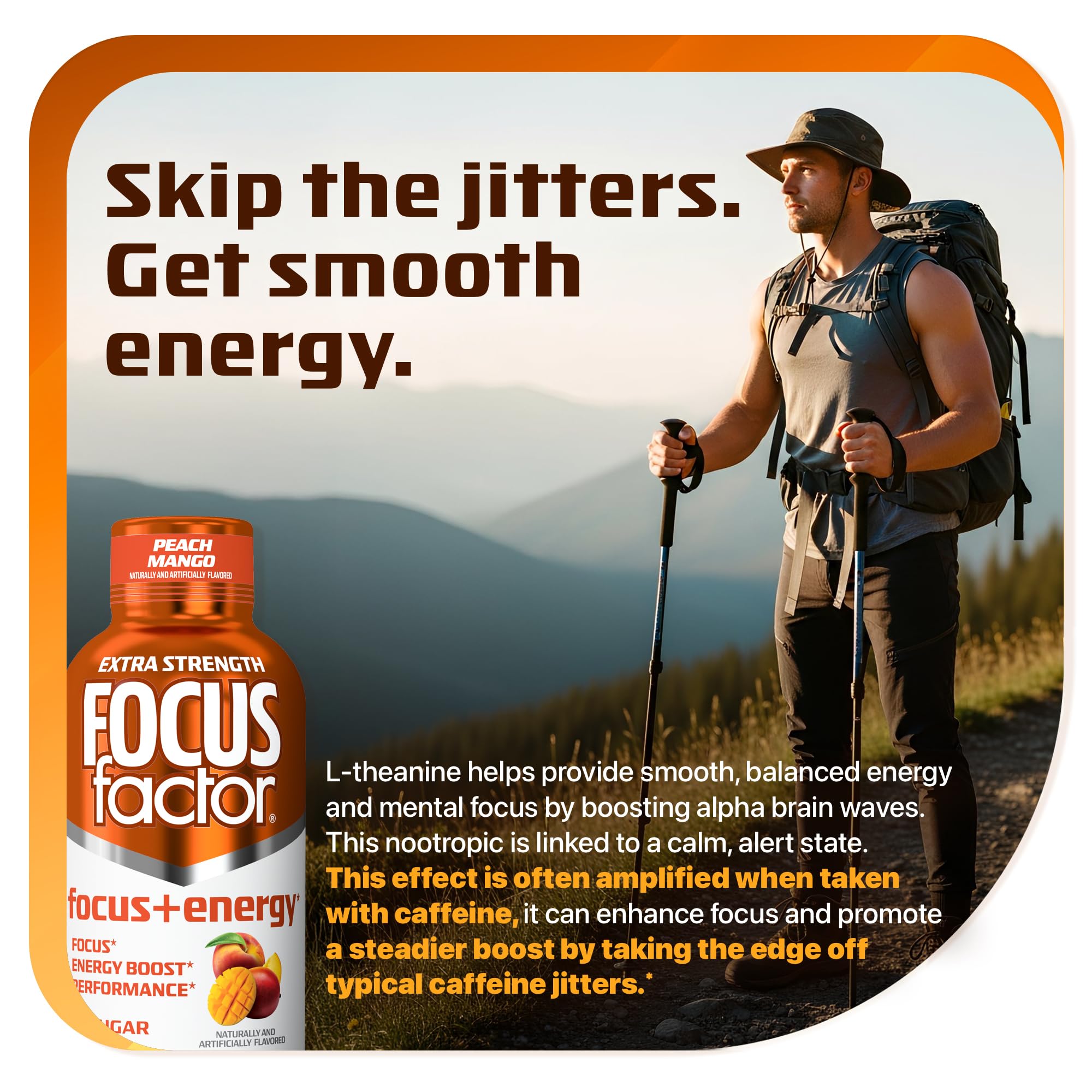 Focus Factor Extra Strength Focus + Energy Shots - 12 x 2oz Bottles (Peach Mango Flavor) - Powered by Nootropics with Caffeine, L-Theanine, Ginkgo, Bacopa, L-Tyrosine, Alpha GPC Focus FactorAu supplements