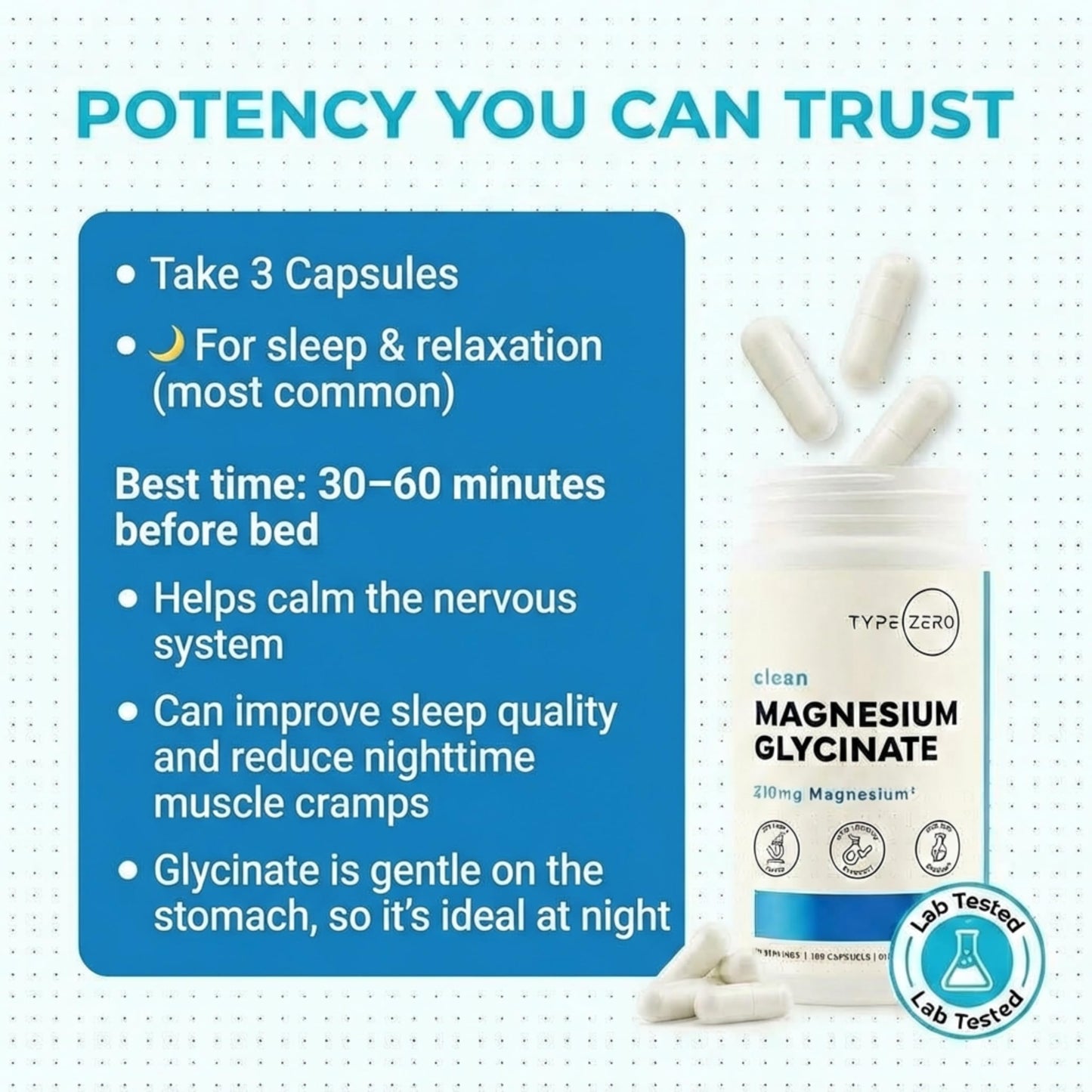 Type Zero Magnesium Glycinate (210mg | 180 Capsules) Pure, Non-GMO, Gluten Free, Natural High Absorption Magnesium Supplement Type ZeroUS supplements