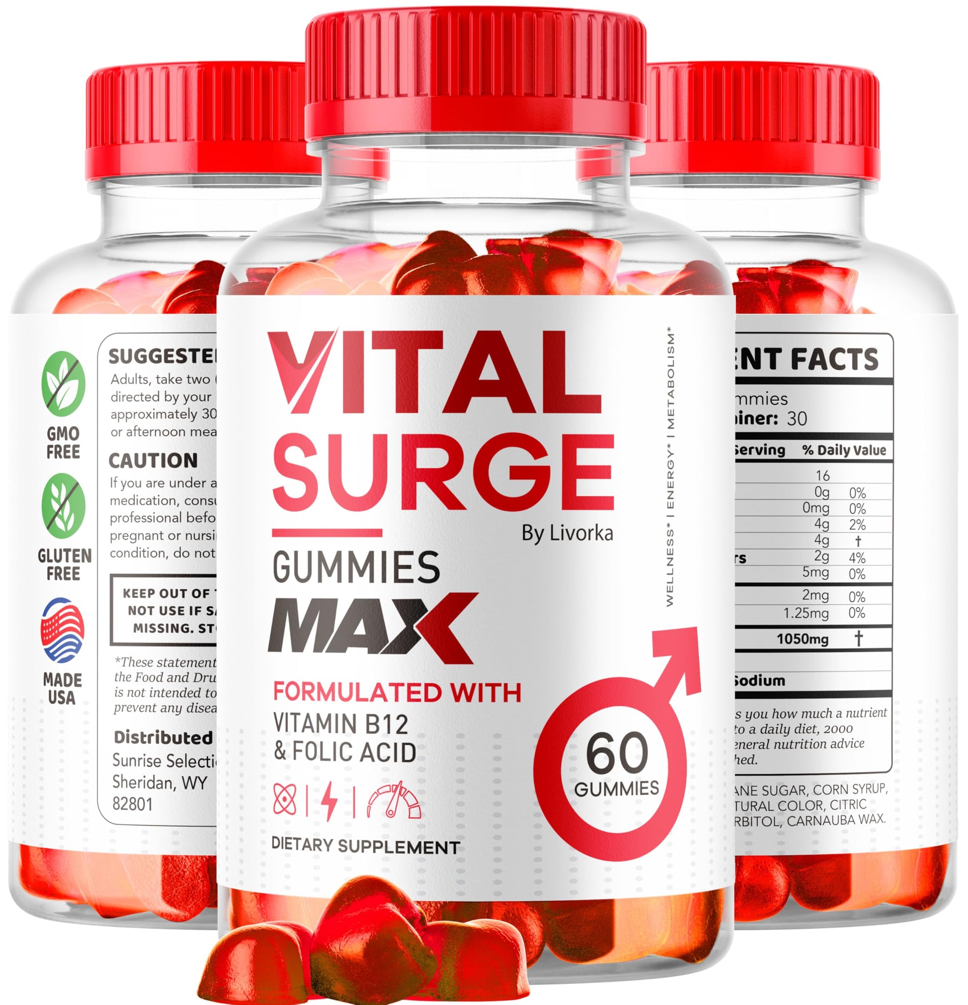 (2 Pack) Vital Surge - Vital Surge for Men, Max Maximum Strength 1050 MG, VitalSurge Supplement Support Gummy Advanced Formula, Premium Vitamin Gomitas (120 Gummies) LIVORKAAu supplements