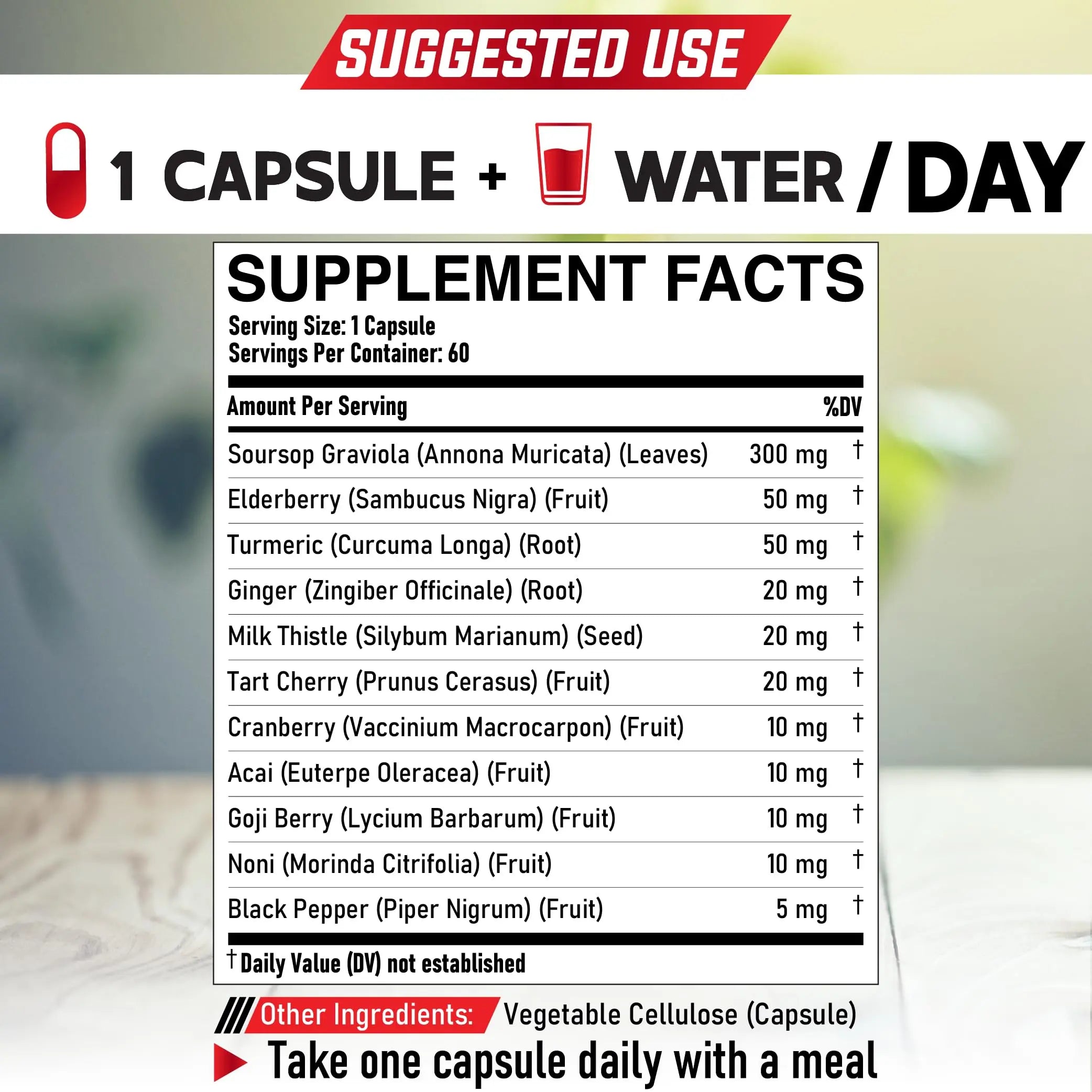 DEDICAD 11in1 Graviola Soursop Capsules - Blended with Elderberry, Turmeric, Ginger, Milk Thistle, Cranberry & More - Support Positive Mood, Immune System & Body Management DEDICADnz supplements