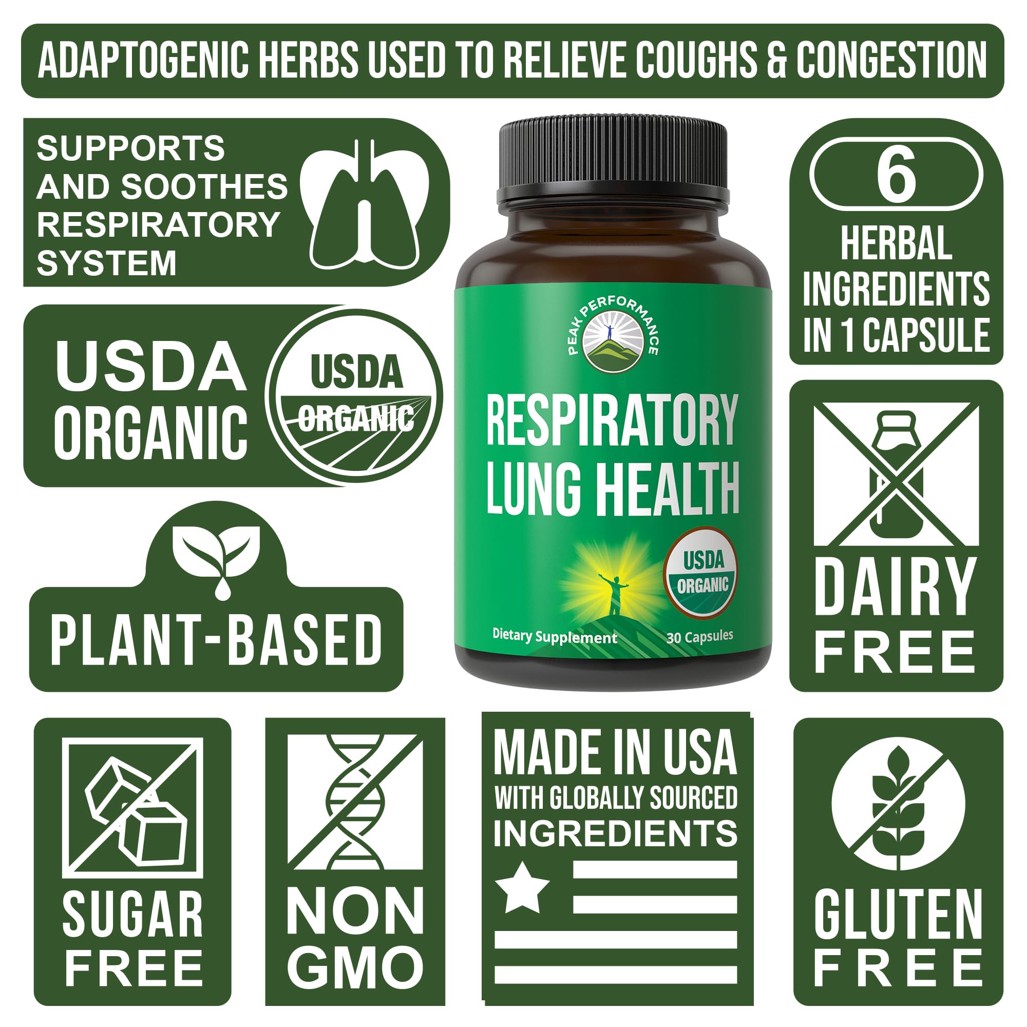 USDA Organic Lung Detox for Smokers and Non Smokers with 6 Top Ingredients. Mullein Leaf, Marshmallow Root, Calendula. Lungs Cleanse for Better Respiratory Health. Lung Support Capsules Supplement Peak PerformanceAu supplements