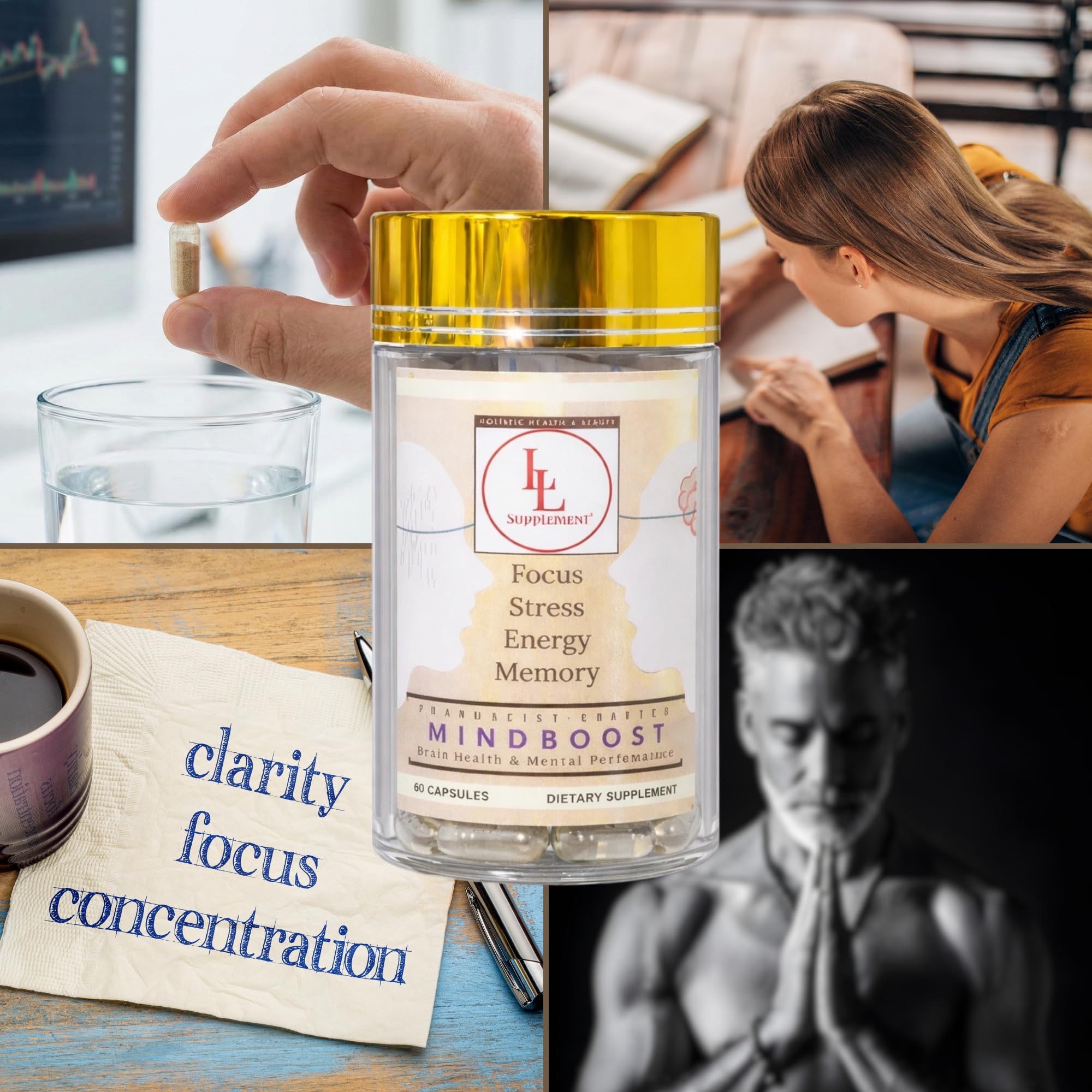 LL Supplement MindBoost Nootropic Brain & Focus Supplement – Lion’s Mane, B Vitamins & Alpha Lipoic Acid – Pharmacist Formulated – Gold Cap Edition – 60 Capsules L & L SupplementAu supplements