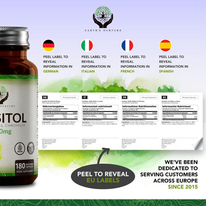 EN Myo-Inositol Chromium & Folate Blend | 1000mg Myo Inositol Per Serving | 180 Vegan Earth's NurtureUS supplements