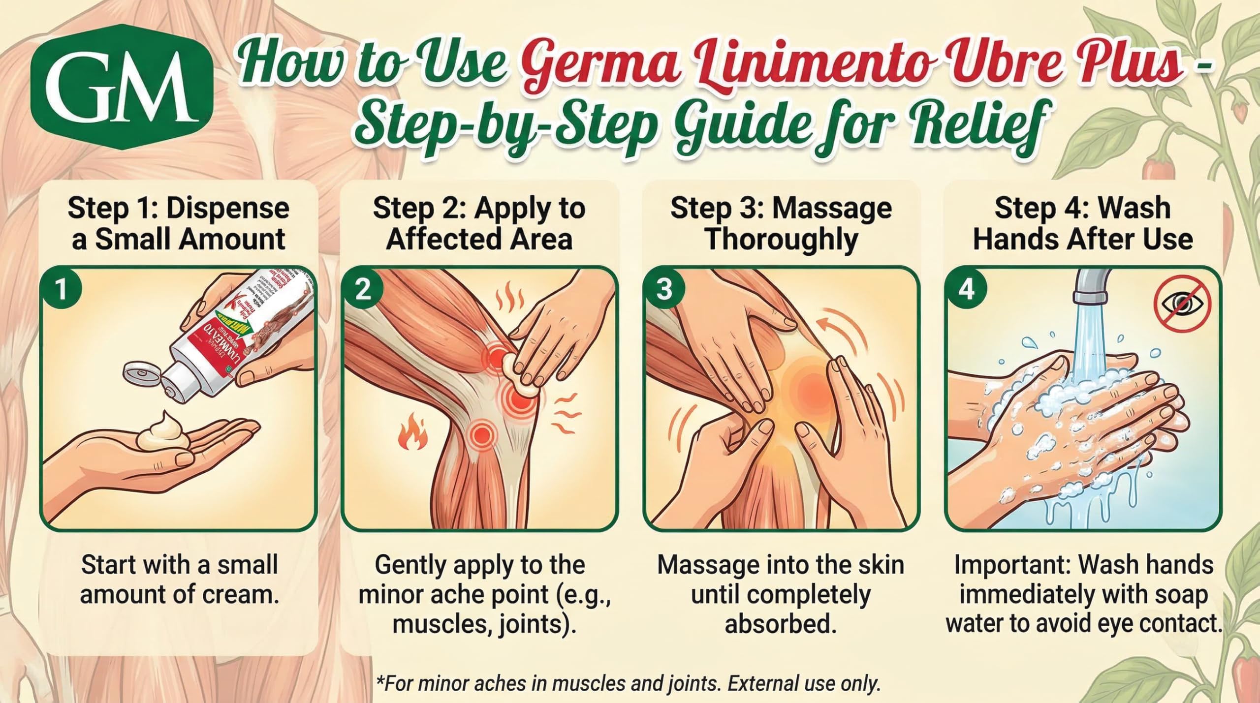 Germa Liniment Udder Plus. Natural Topical Analgesic Ointment. Relief for Pain and Aches in Joints and Back. With Chile Extract. 6 oz. Pack of 3 GermaAu supplements