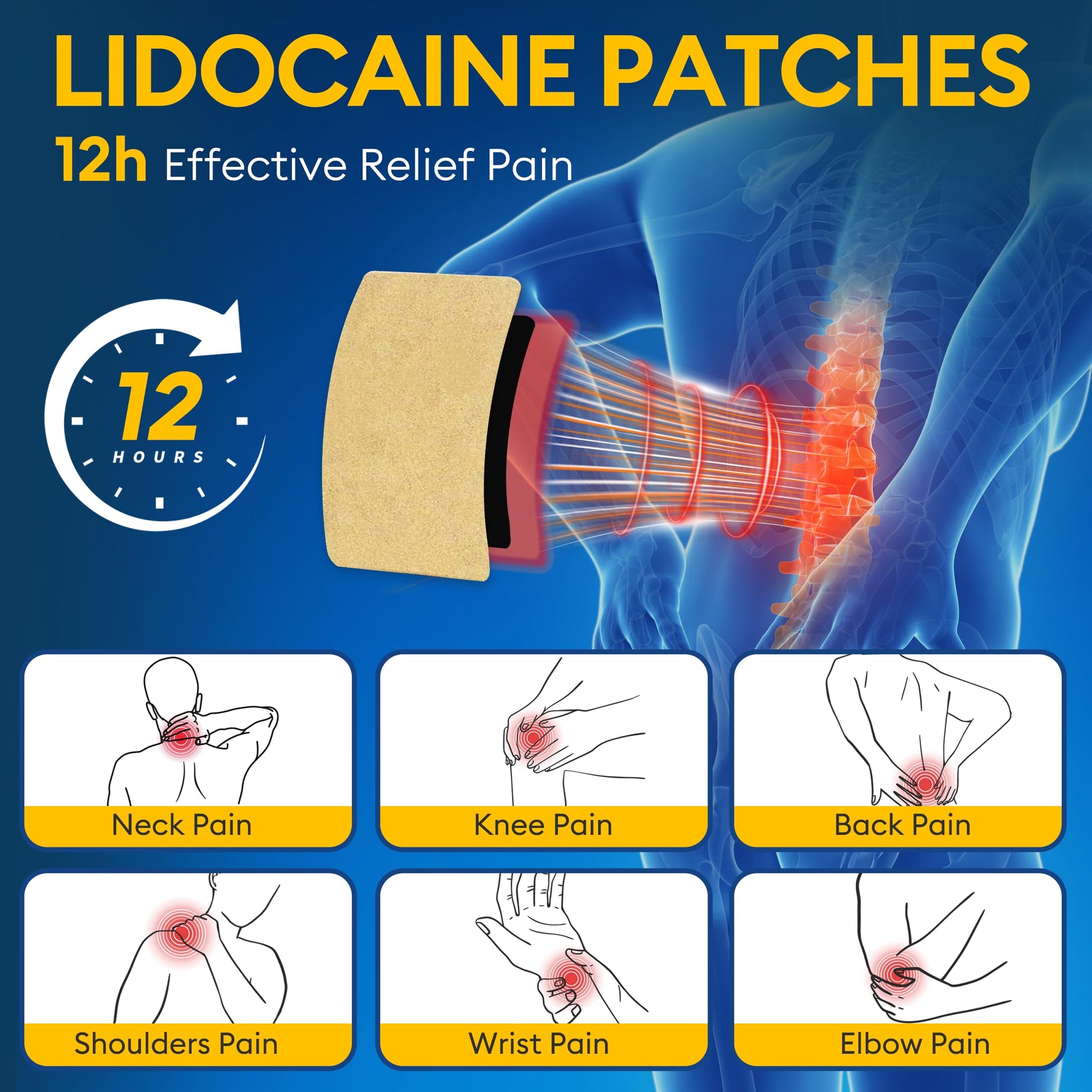 SZLGANG 4% Lidocaine Pain Relief Patches - (Large, 35, Count) Maximum Strength Relief for Back, Neck, Shoulder, Joint & Muscle Pain, 3.9”x 5.5”-03277 SZLGANGAu supplements