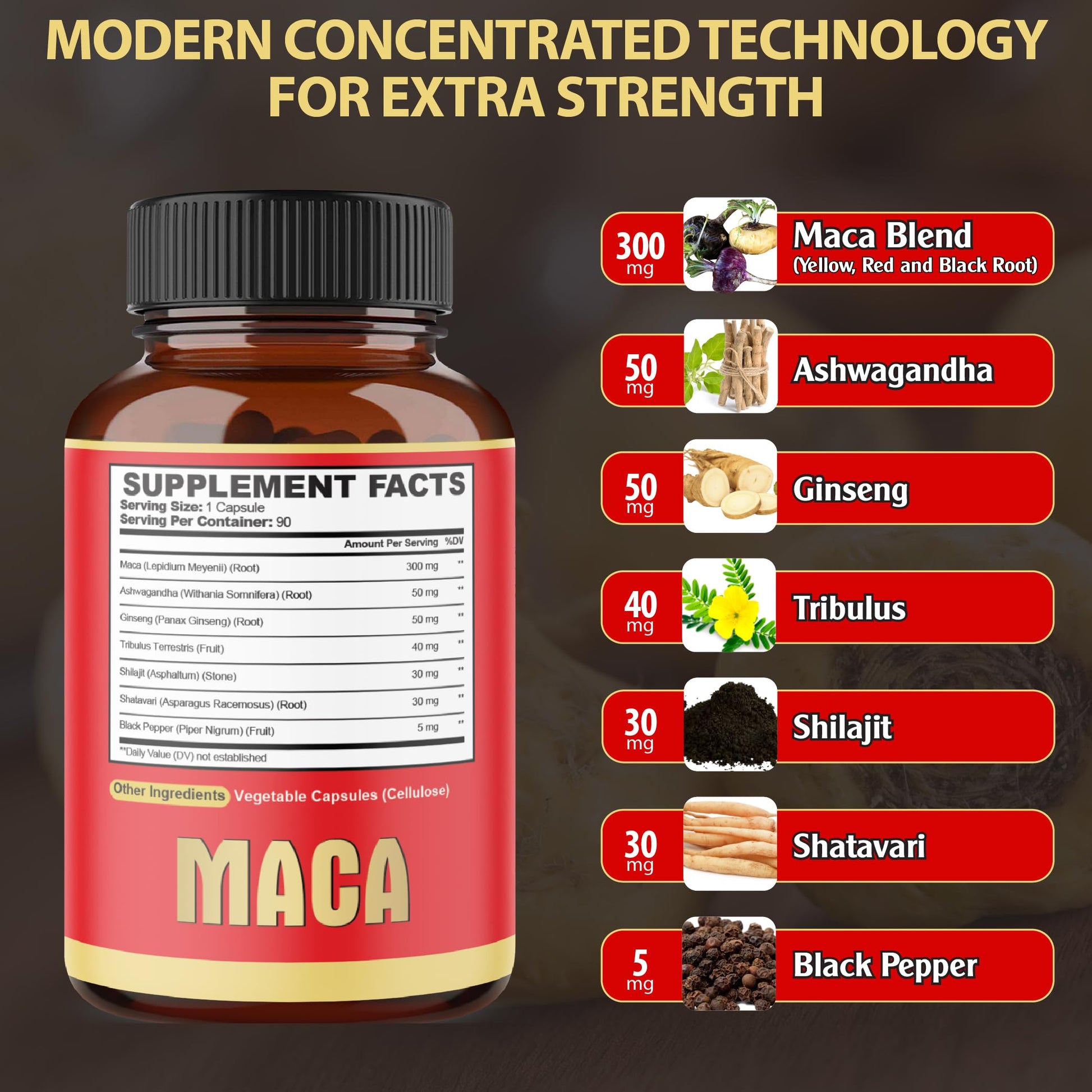 Maca Root Capsules - Supports Natural Health - Energy - Performance & Mood Supplement - Enhanced Blood Flow 3-Month Supply agobiAu supplements