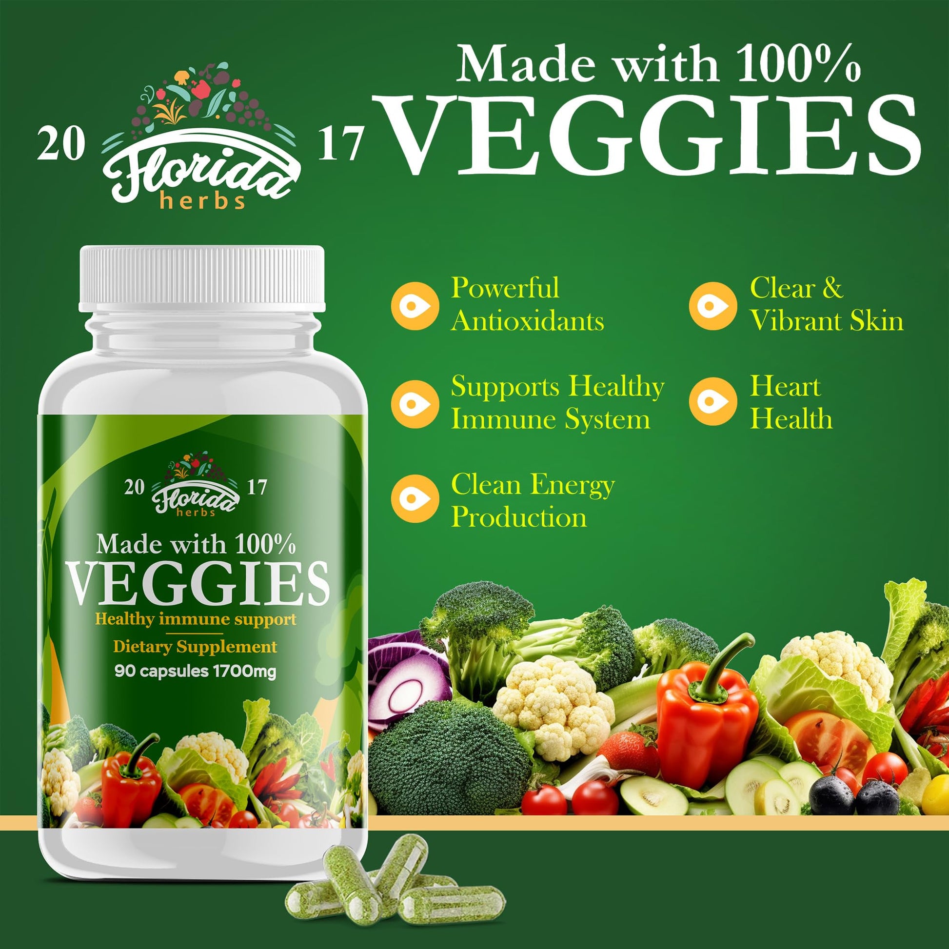 Fruits and Vegetables Supplement - 90 Fruit and 90 Veggie Capsules - Nature Vitamins, Balance of Fruits and Veggies Supports Energy Balance, Soy Free, Vegan Capsules - 90 Count (Pack of 2) FLORIDA HERBSAu supplements