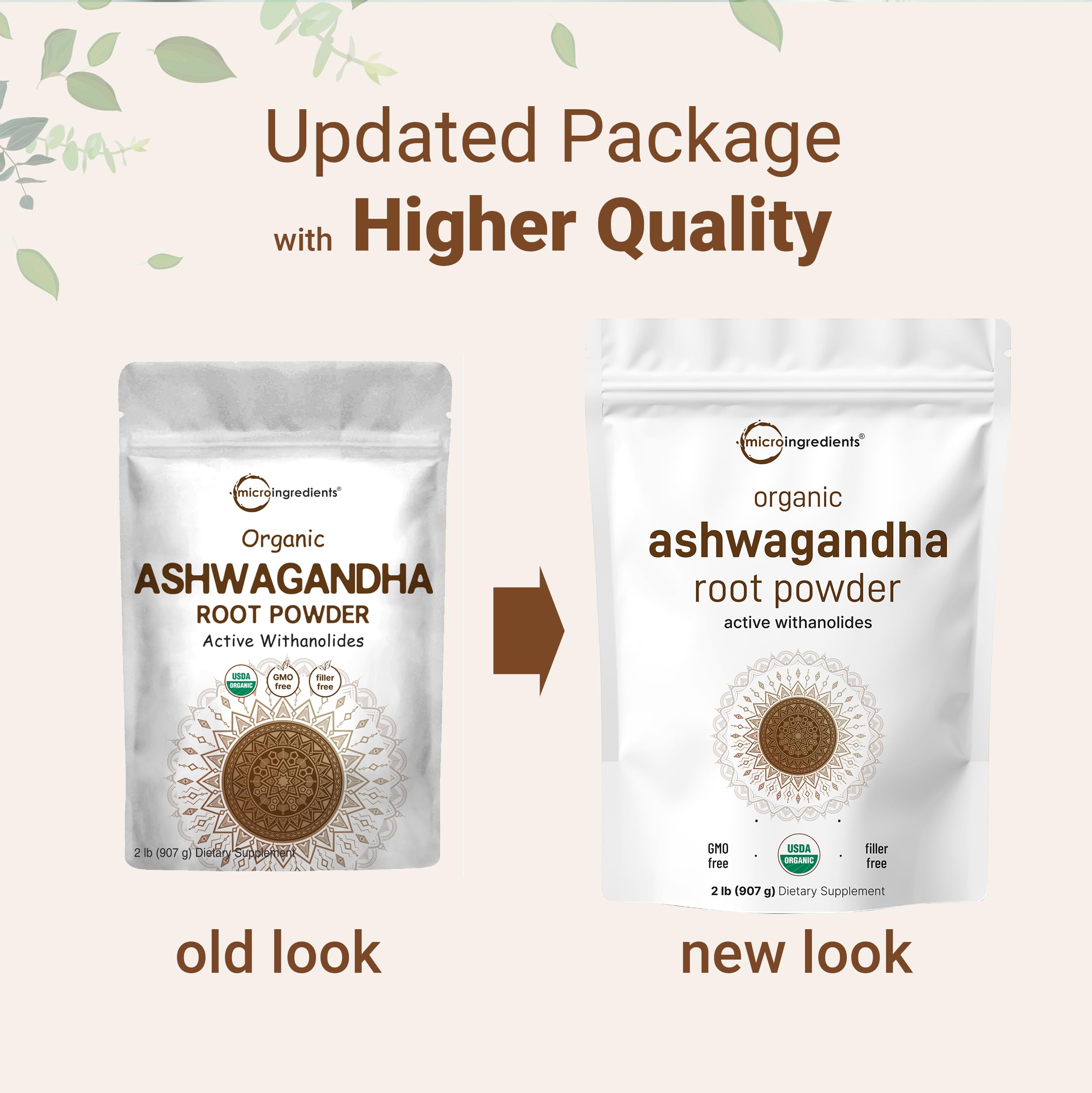 Micro Ingredients Organic Ashwagandha Root Powder | 2 Pound, No Filler, No Additives, Highly Purified | Active Withanolides, Adaptogenic Ayurvedic Herbal Supplements, Gluten Free, India Origin Micro IngredientsAu supplements