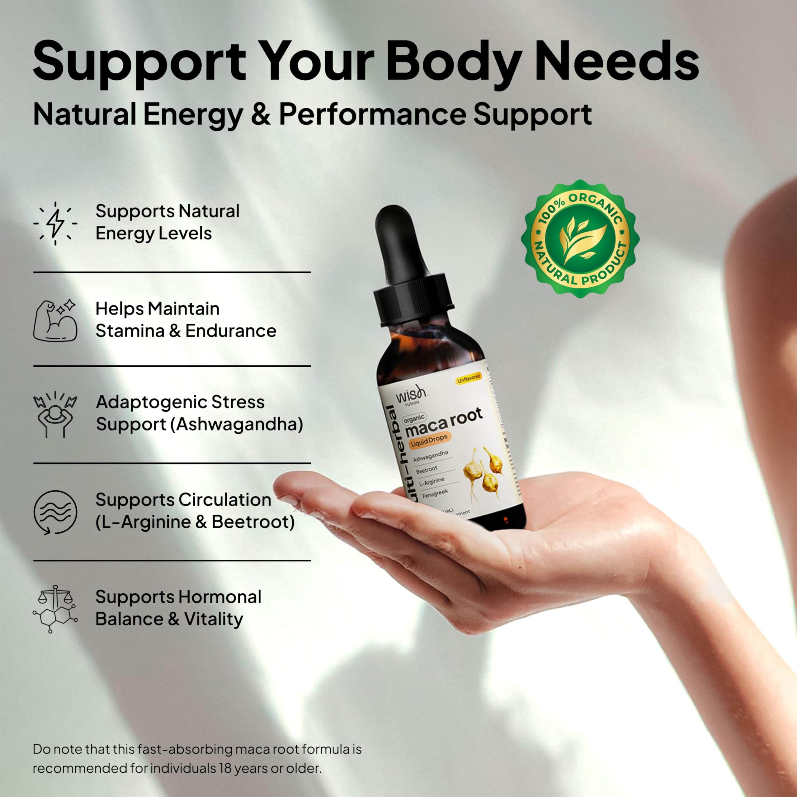 Wish Fusion Maca Root Liquid Drops 2 Pack Organic Maca Root Drops for Energy Support Hormone Balance, Mood Maca Root, Ashwagandha & Tongkat Ali Blend, Liquid Maca Root Extract Fenugreek & Beetroot Wish FusionAu supplements