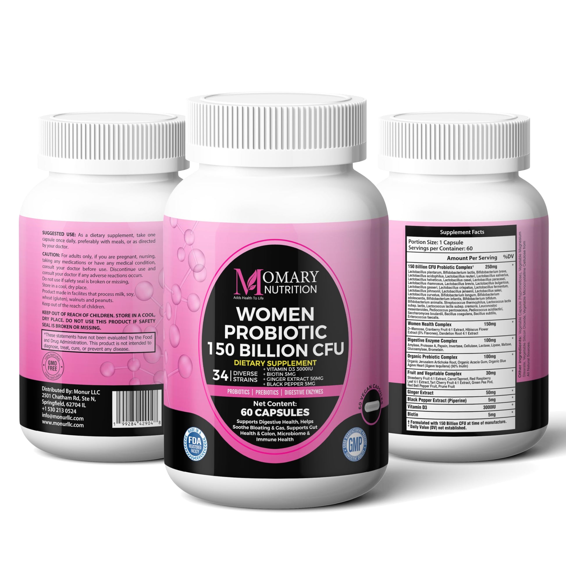 9-in-1 Bio Cultures Complex for Women – 150 Billion CFU Probiotics with 34 Diverse Strains, Organic Prebiotics, Postbiotics, Digestive Enzymes & Biotin – Supports Digestive Balance & Gut Microbiome MOMARY NUTRITIONAu supplements