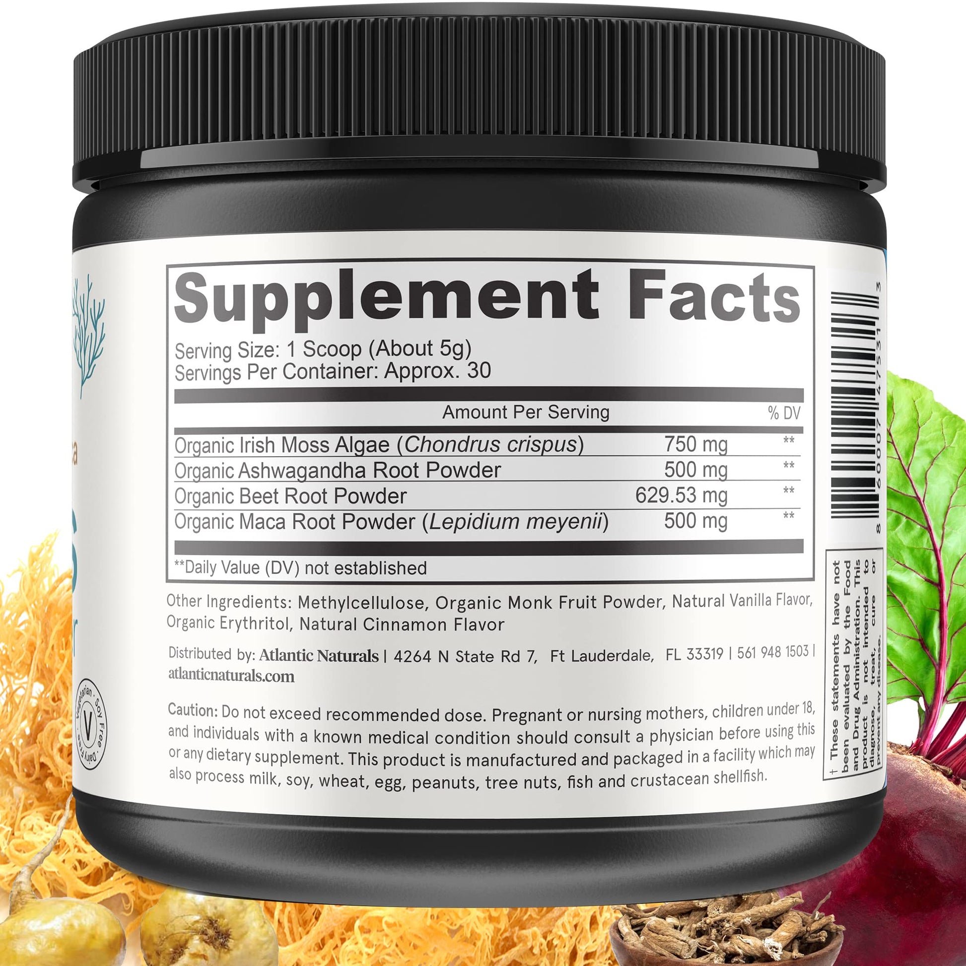Organic Sea Moss Superfood Powder with Ashwagandha, Beet Root, and Maca Atlantic NaturalsUS supplements