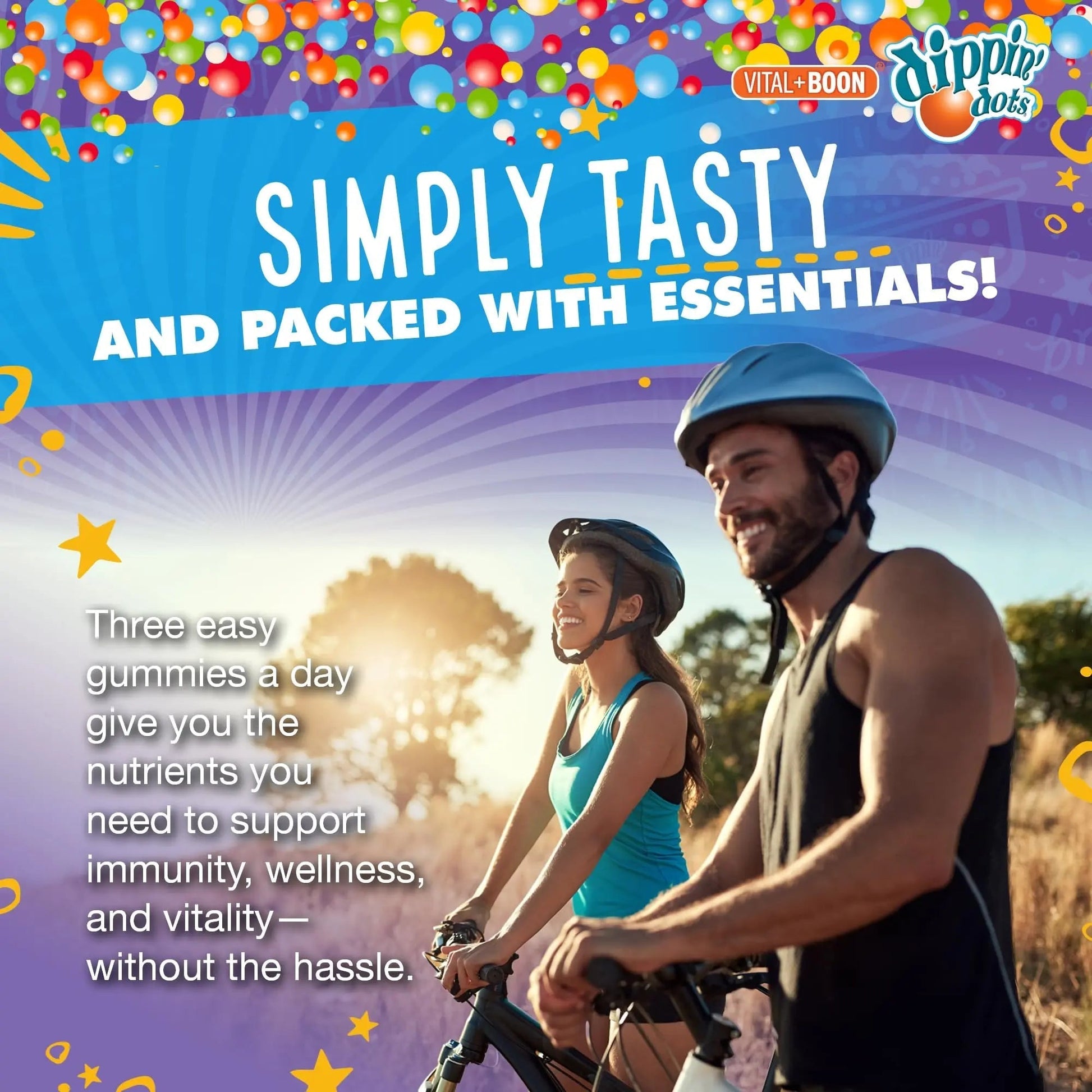 Vital+Boon Dippin' Dots - Multivitamin Gummies for Adults - Gummy Vitamins with Vitamin A, B6, C, D3, E & Folic Acid - Vegetarian Vital+BoonAu supplements