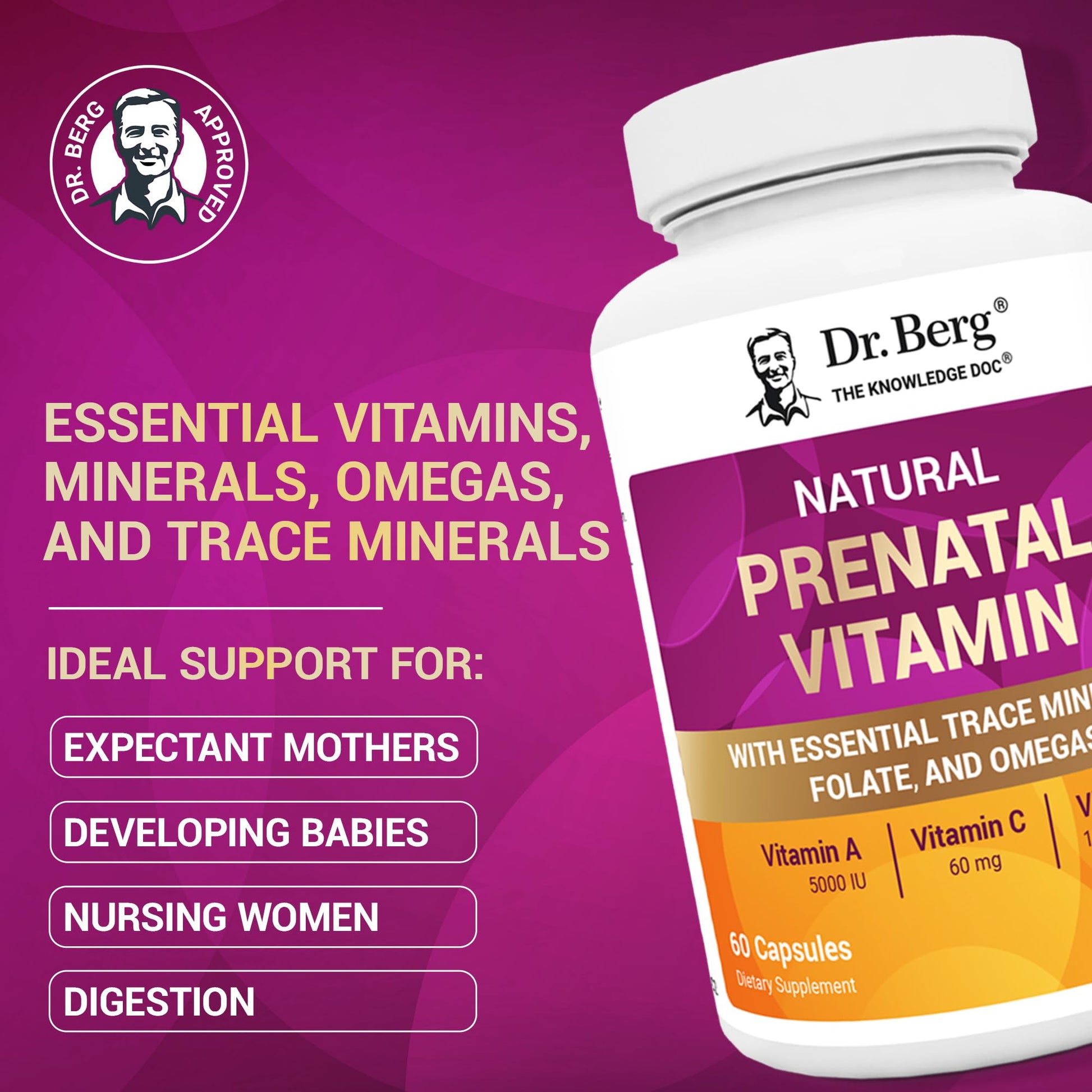 Dr. Berg Natural Prenatal Vitamins for Women (Pregnant & Nursing) - Prenatal Vitamins with Folate, Vitamins, Minerals, Omegas, &11 Powerful Superfoods - Womens Prenatal Multivitamin - 60 Capsules Dr. Berg NutritionalsAu supplements