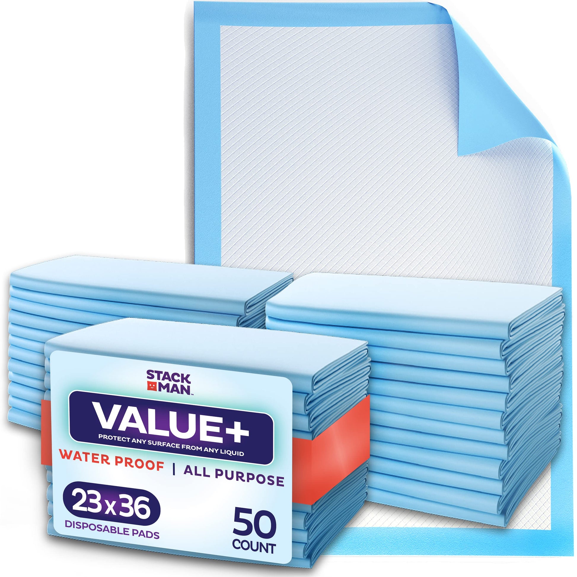 Chucks Pads Disposable [50-Pack] Underpads 23x36 Incontinence Chux Stack ManUS supplements