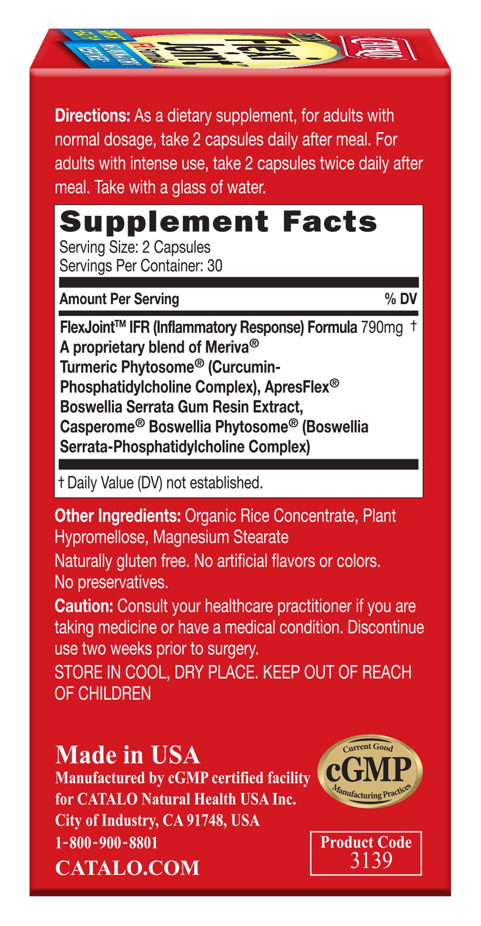 CATALO Extra FlexiJoint IFR Formula – with Meriva Turmeric Phytosome, ApresFlex & Casperome Boswellia – 60 Capsules CATALOAu supplements