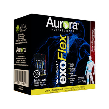 Aurora Nutrascience Micro-Pack Liposomal exoFlex+ - Liquid Vitamin C Supplement, Eggshell Membrane with BiovaFlex, Curcumin, & Boswellia, for Men & Women - 30 Single-Serve Packets Aurora NutrascienceAu supplements