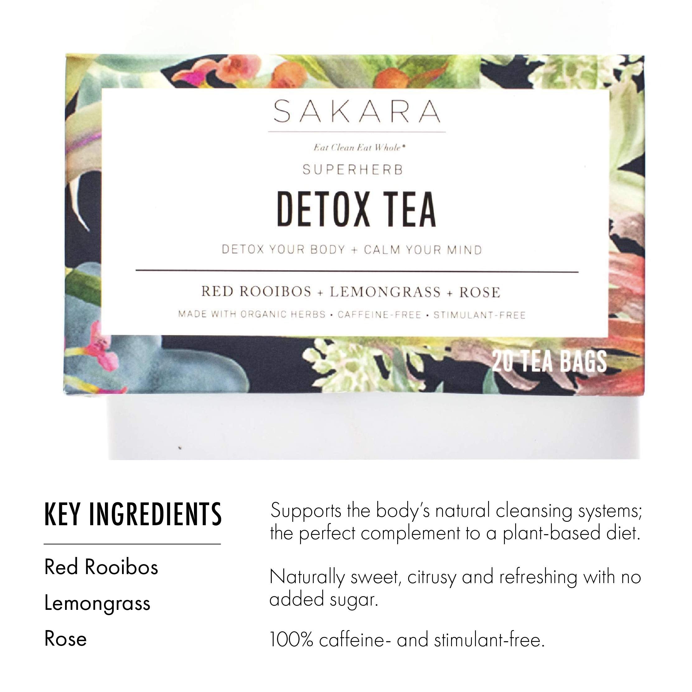 Sakara Detox Tea - Herbal Tea with Rose Petals, Lemon Peel, Lemongrass, & Rooibos SAKARAUS supplements