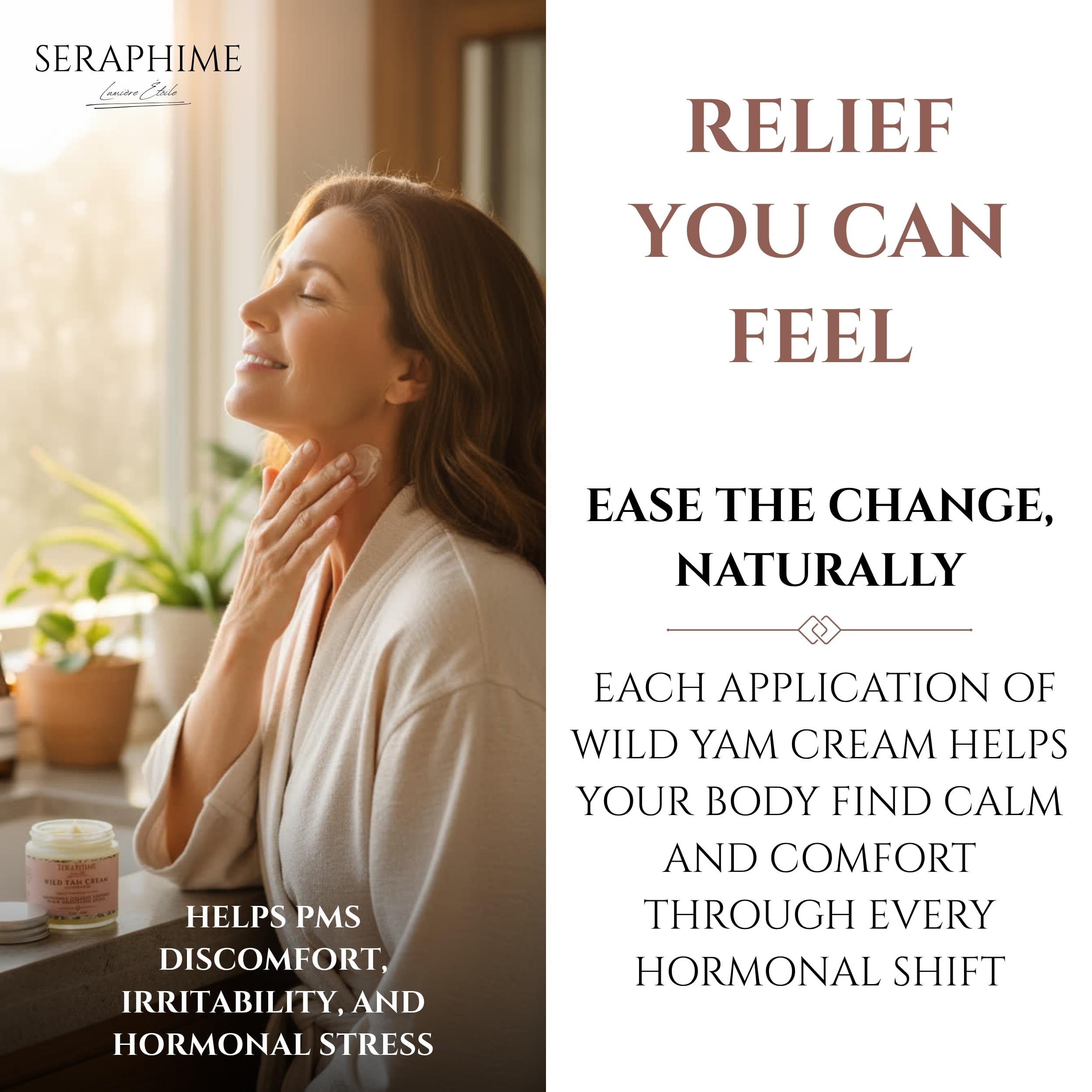Seraphime Wild Yam Cream for Hormone Balance - Gift for Mom - Menopause and PMS Support for Women - Wild Yam Balancing Cream - Hot Flashes, Night Sweats, Mood Swings, Low Energy - Lavender 4oz SeraphimeAu supplements