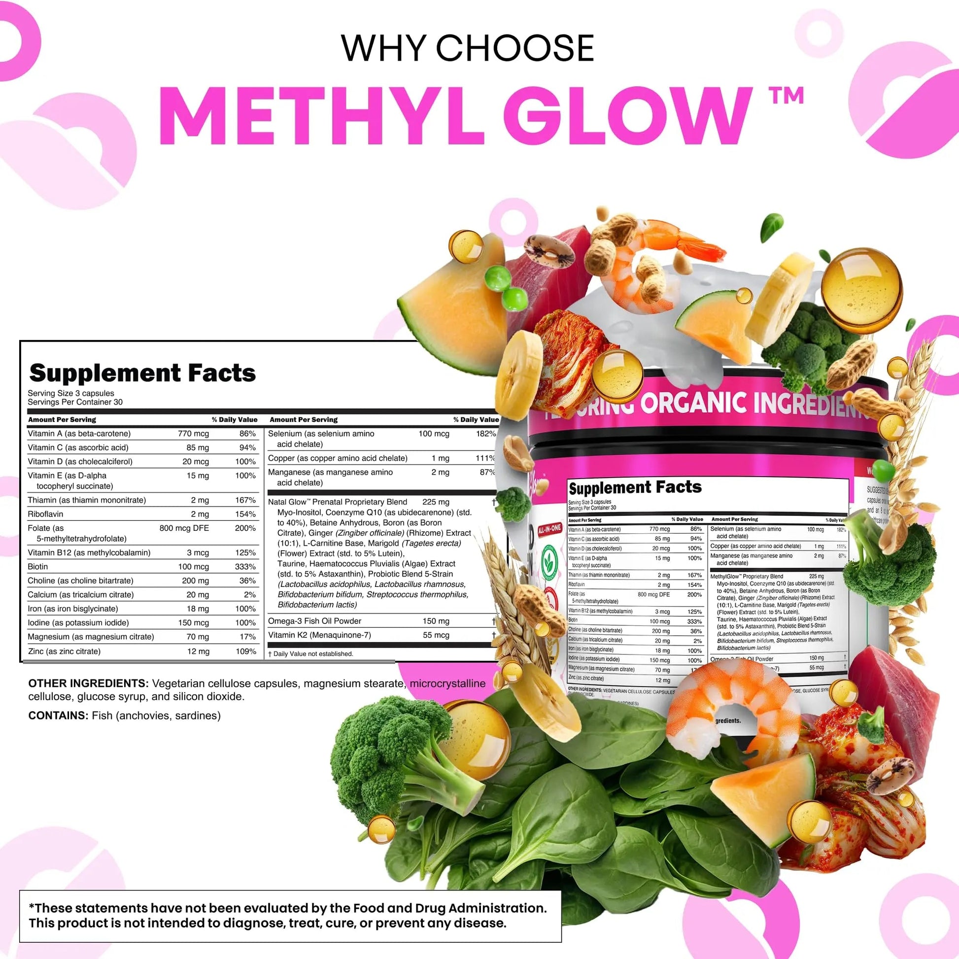 Methylated Multivitamin for Women Vitamins B6 Methyl B12 A B C D K E Folate Choline Omega 3 Thiamine Riboflavin Iron Clean NutraceuticalsAu supplements