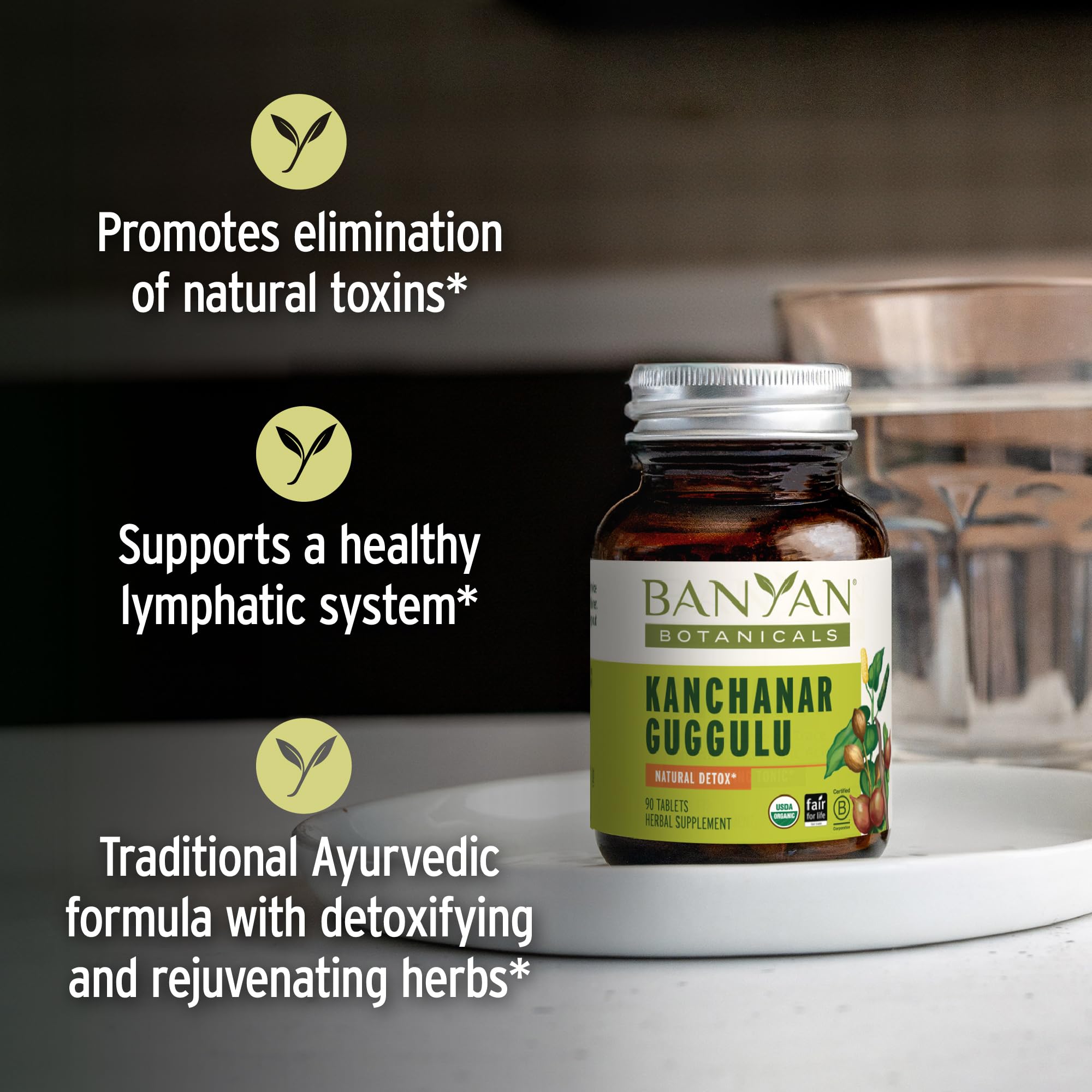 Banyan Botanicals Kanchanar Guggulu Tablets – Organic Lymph Supplement with Guggulu Resin – Promotes the Healthy Elimination of Natural Toxins* – 90 Tablets – Non-GMO Sustainably Sourced Vegan Banyan BotanicalsAu supplements