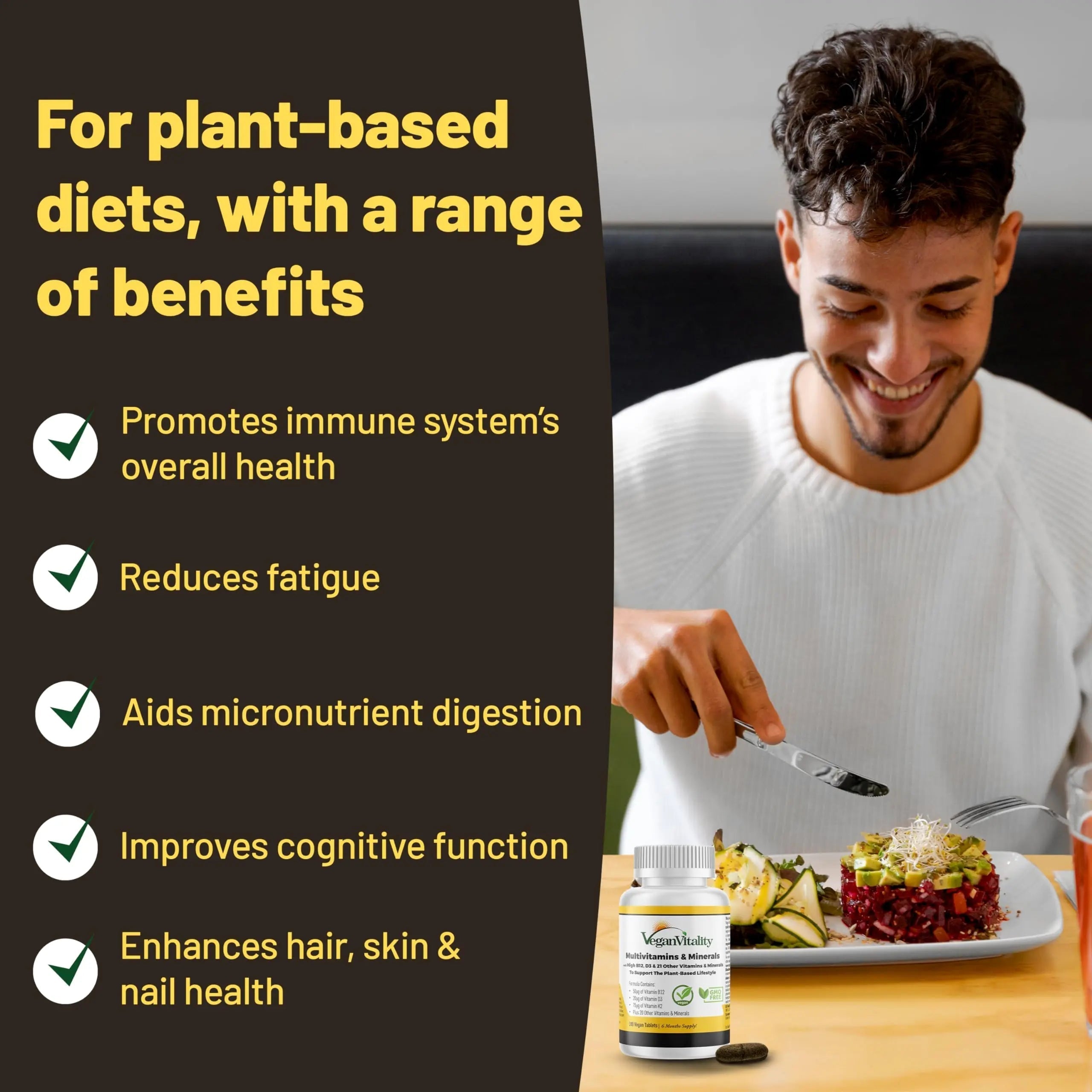 Vegan Vitality Immunity Booster Bundle 6 Months - Vegan Multivitamins and Vegan Omega 3 Algae Oil. High Strength Plant Based Formula for Immunity Vegan VitalityAu supplements