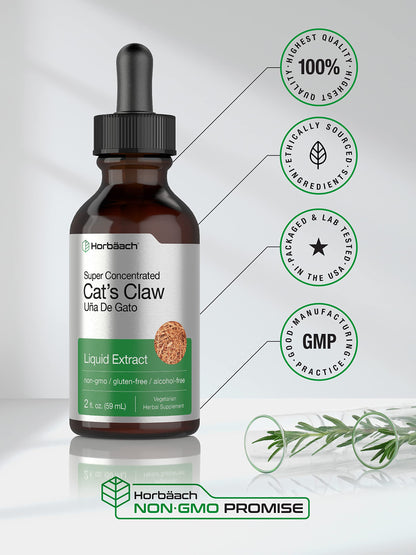 Cats Claw Herb Extract Tincture | 2 Fl Oz | Alcohol Free | Vegetarian, Non-GMO, Gluten HorbäachUS supplements