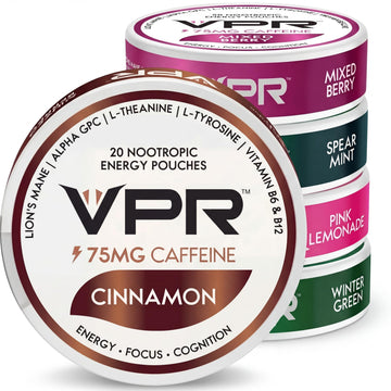 VPR 75MG Caffeine Nootropic Pouches | 20 Count Energy Pouches with Lion's Mane, Alpha-GPC, Vitamin B6 & B12, L-Theanine, and L-Tyrosine | Naturally Flavored Focus Pouches with No Sugar (Variety Pack) VPR EnergyAu supplements