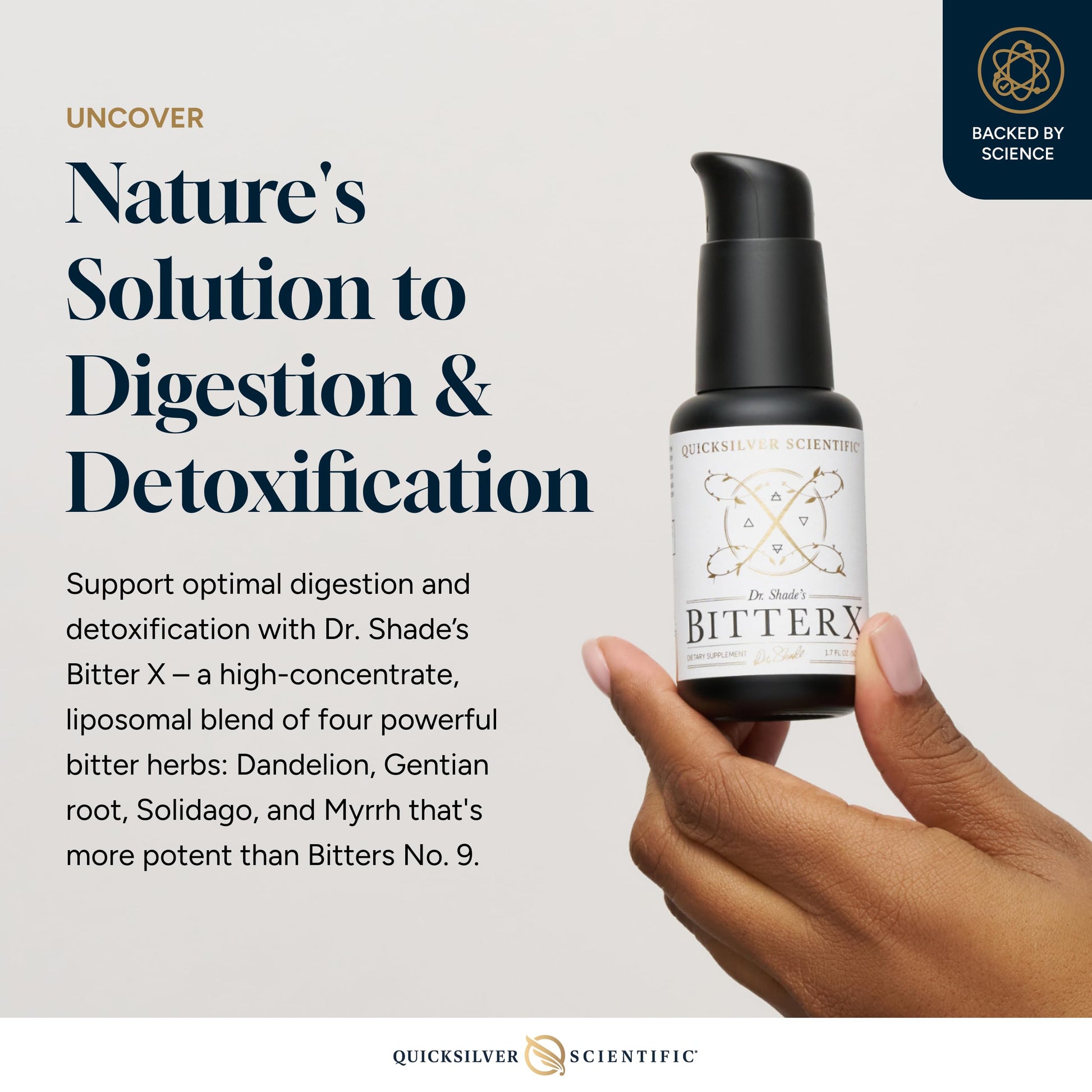 Quicksilver Scientific Dr. Shade's BitterX - Highly Concentrated Bitters for Digestion - Fast Acting Digestive Support & Liver Supplement with Dandelion Root, Gentian Root, Solidago & Myrrh (50ml) Quicksilver ScientificUS supplements