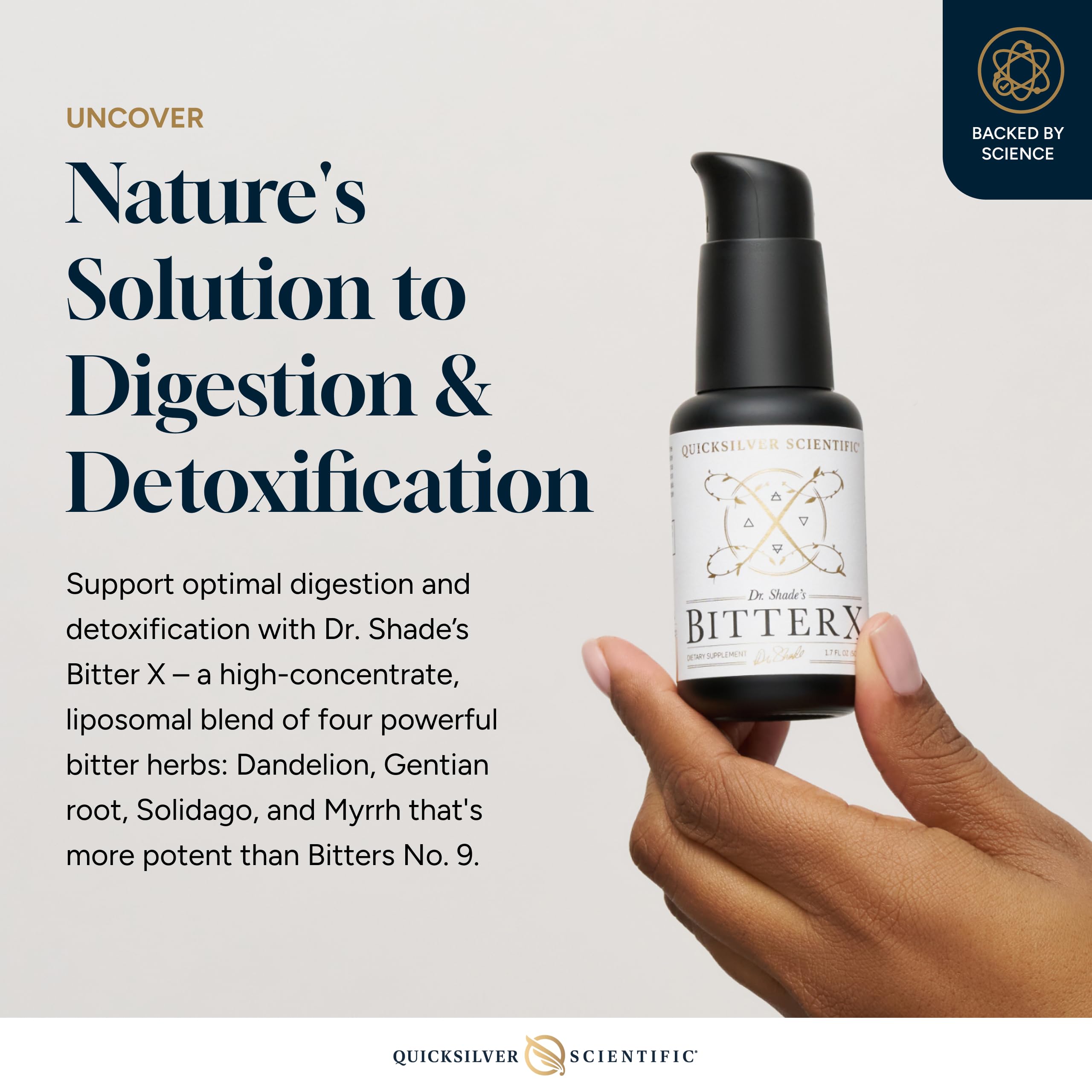 Quicksilver Scientific Dr. Shade's BitterX - Highly Concentrated Bitters for Digestion - Fast Acting Digestive Support & Liver Supplement with Dandelion Root, Gentian Root, Solidago & Myrrh (50ml) Quicksilver ScientificUS supplements