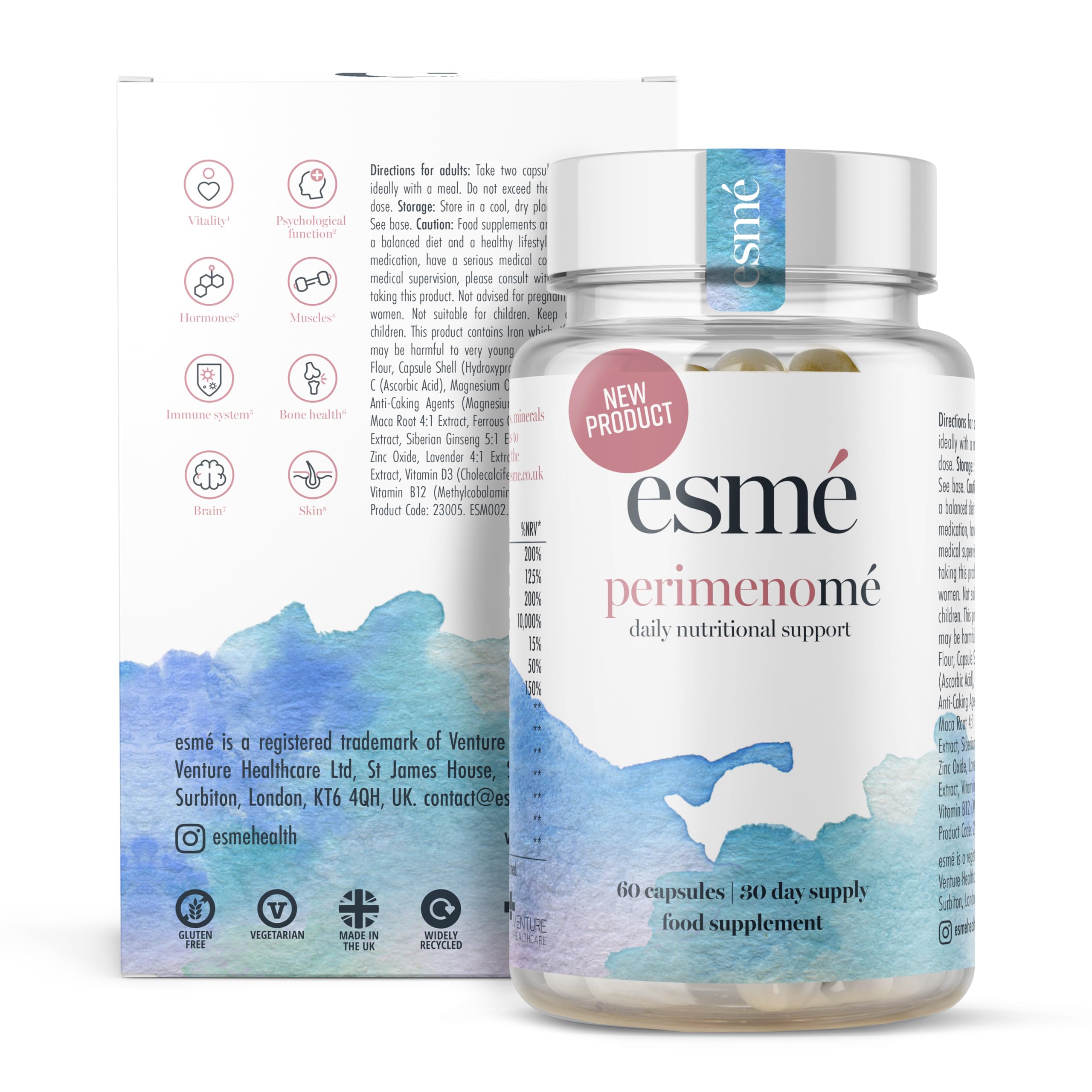 Esme Menopause Supplements Perimenopause Supplements 1 Month Supply - Daily Support for The Early Stage of Menopause – 60 Capsules - Includes Ashwagandha, Vitamins and Red Clover EsmeAu supplements