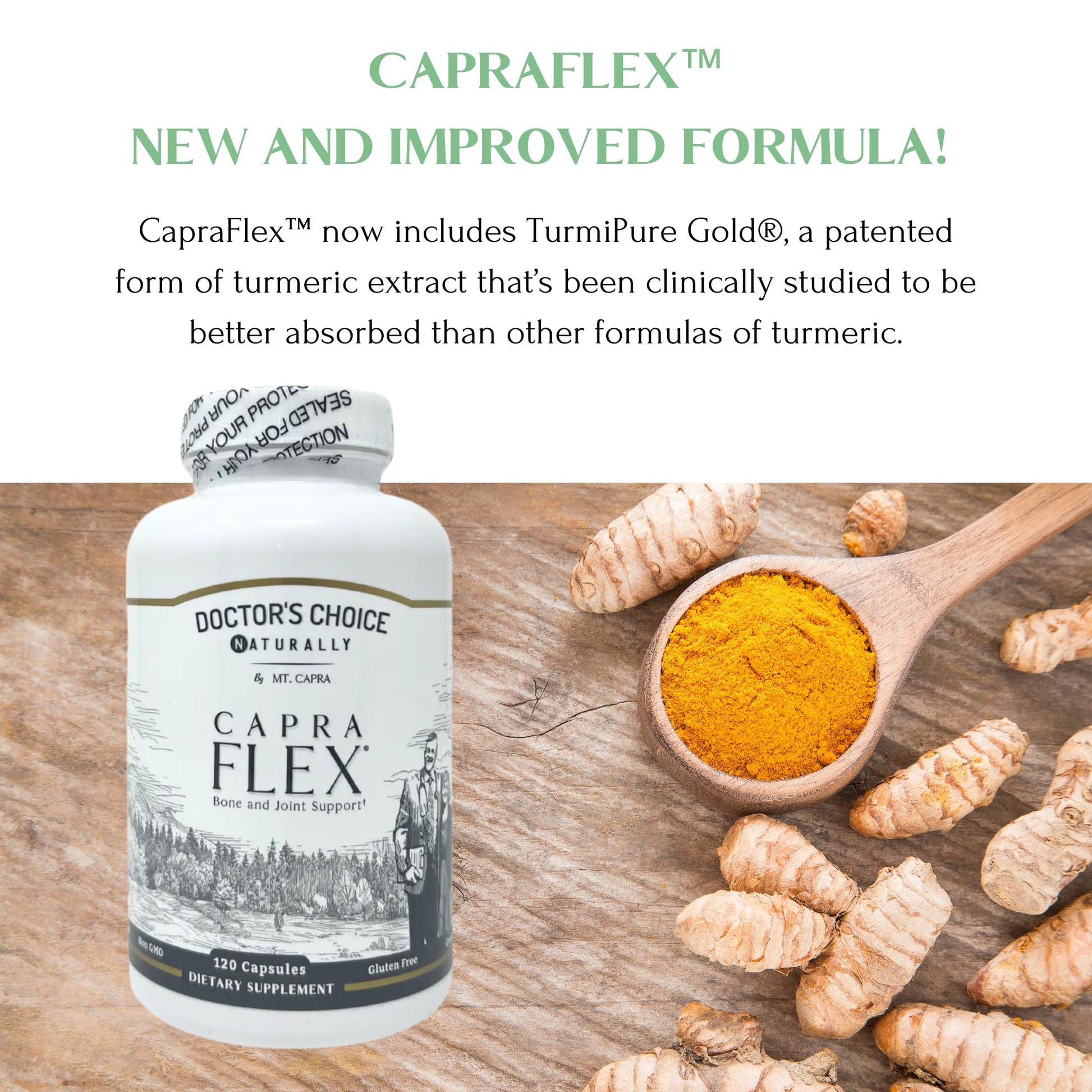 CapraFlex by Mt. Capra | Bone and Joint Support Supplement with Chicken Collagen, Hyaluronic Acid, Turmeric, and Herbs for Joint Vitality | 30 Servings - 120 Capsules Mt CapraAu supplements