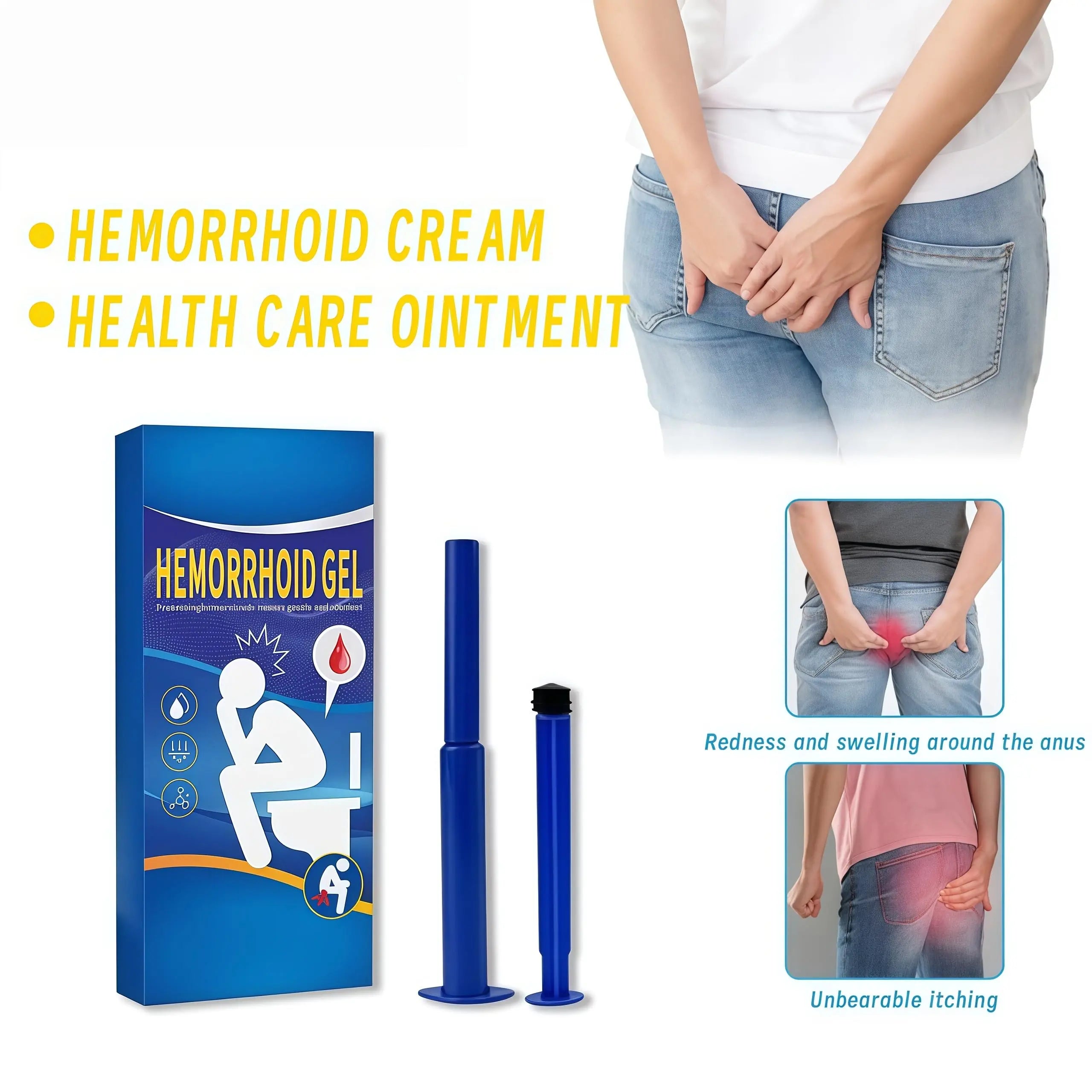 Hemorrhoid Relief Gel with 3 Disposable Applicators - Fast Soothing Cream for Itching & Swelling - Internal & External Treatment (Pack of 3) Aus HealthcareAu supplements