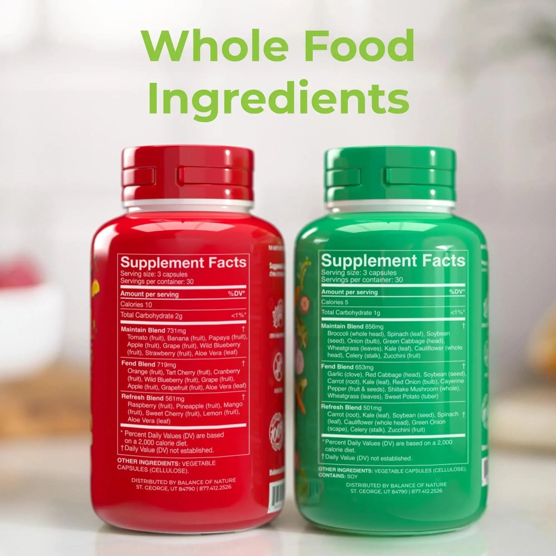 Balance of Nature Fruits & Veggies Supplements - Whole Fruit and Vegetable Ingredients for Women, Men, and Kids - 90 Fruits Capsules, 90 Veggies Capsules - 2 Sets Balance of NatureAu supplements