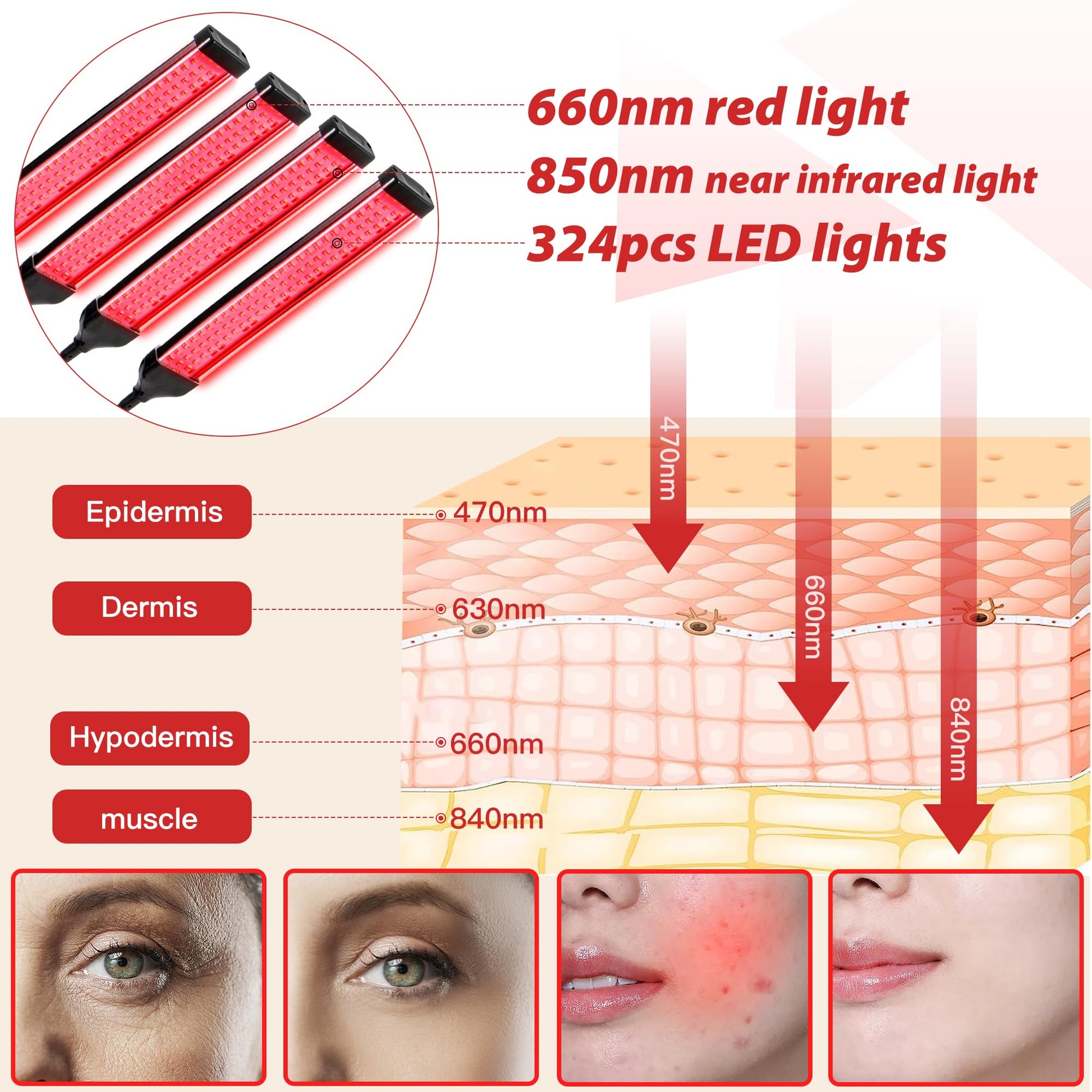 Dexnump Red Light Therapy for Face, 324 LEDs Red Light Therapy Lamp Height Free Adjustment Infrared DexnumpAu supplements