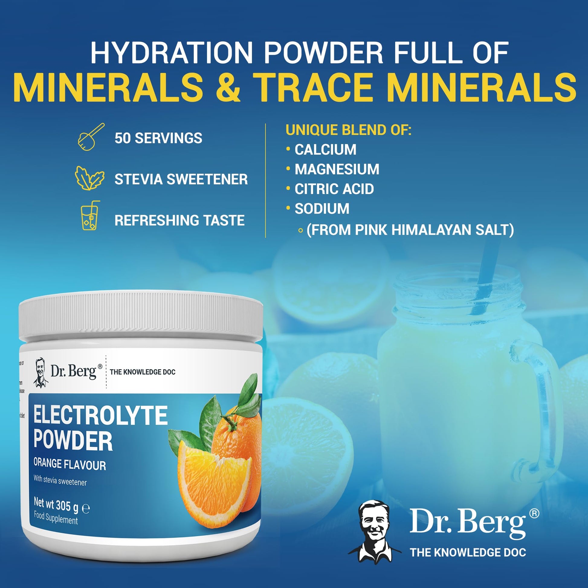 Dr. Berg Electrolyte Powder - Electrolyte Drink Supplements with 1000mg Potassium Dr. Berg NutritionalsUS supplements
